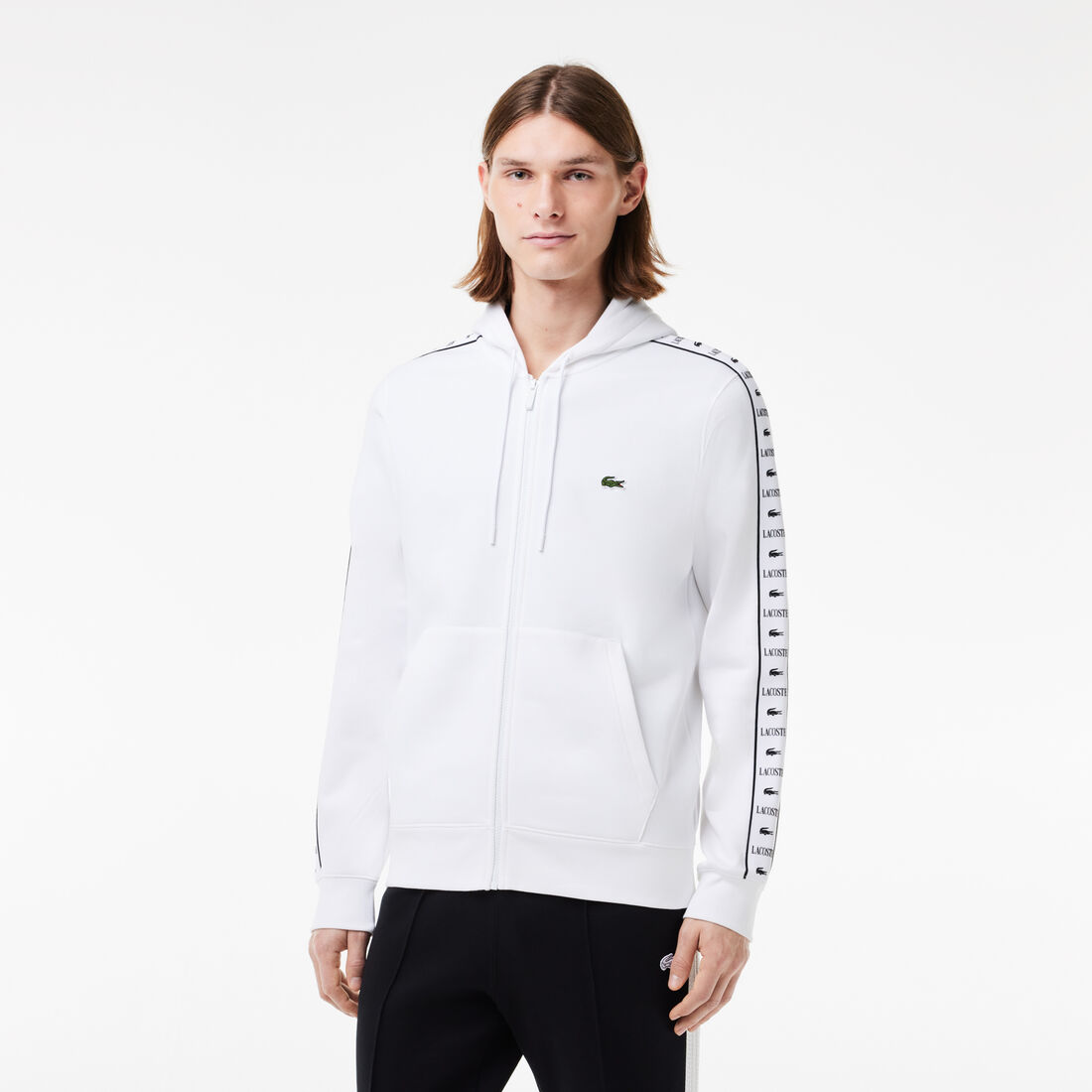 Logo Stripe Zip-Up Hoodie
