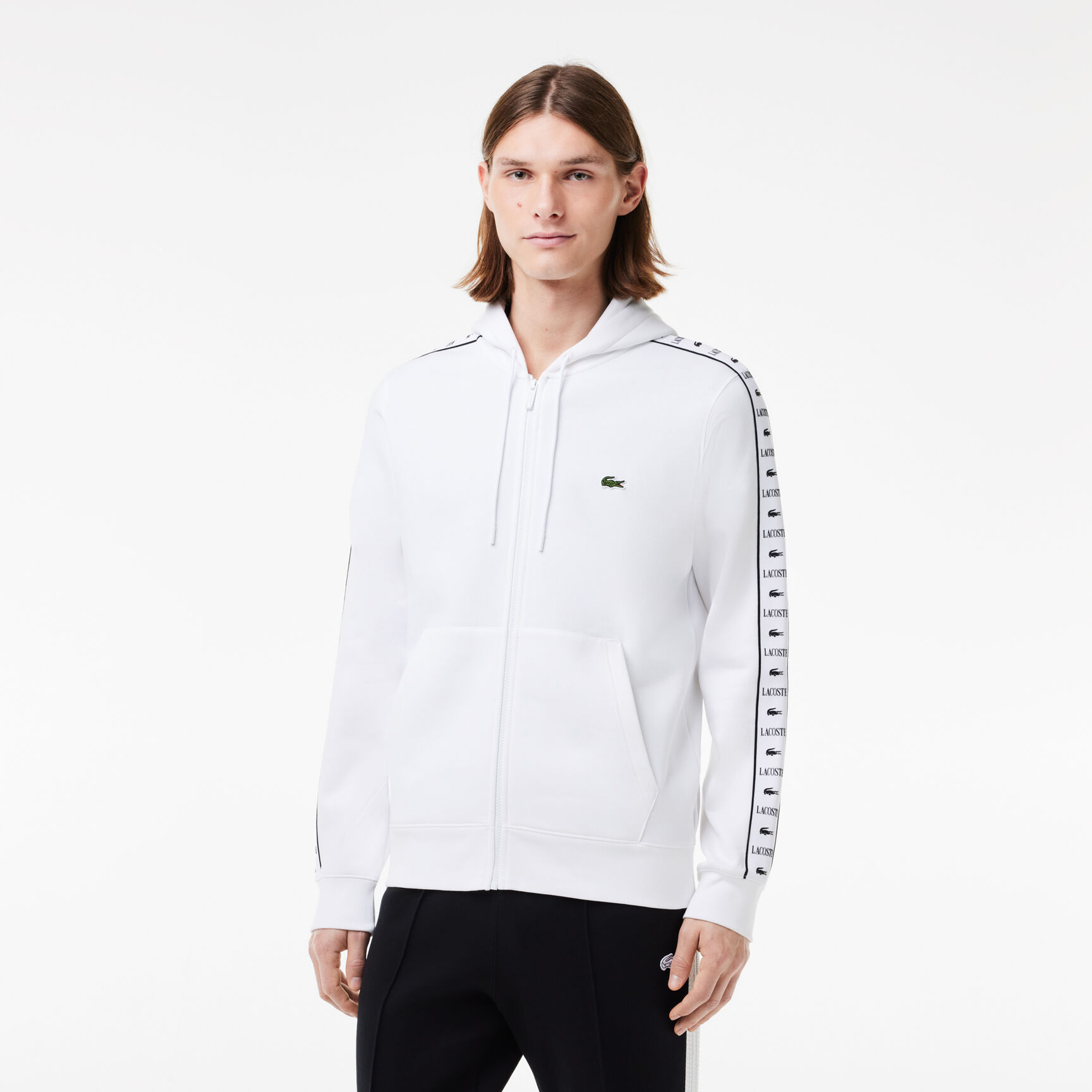 Logo Stripe Zip-Up Hoodie