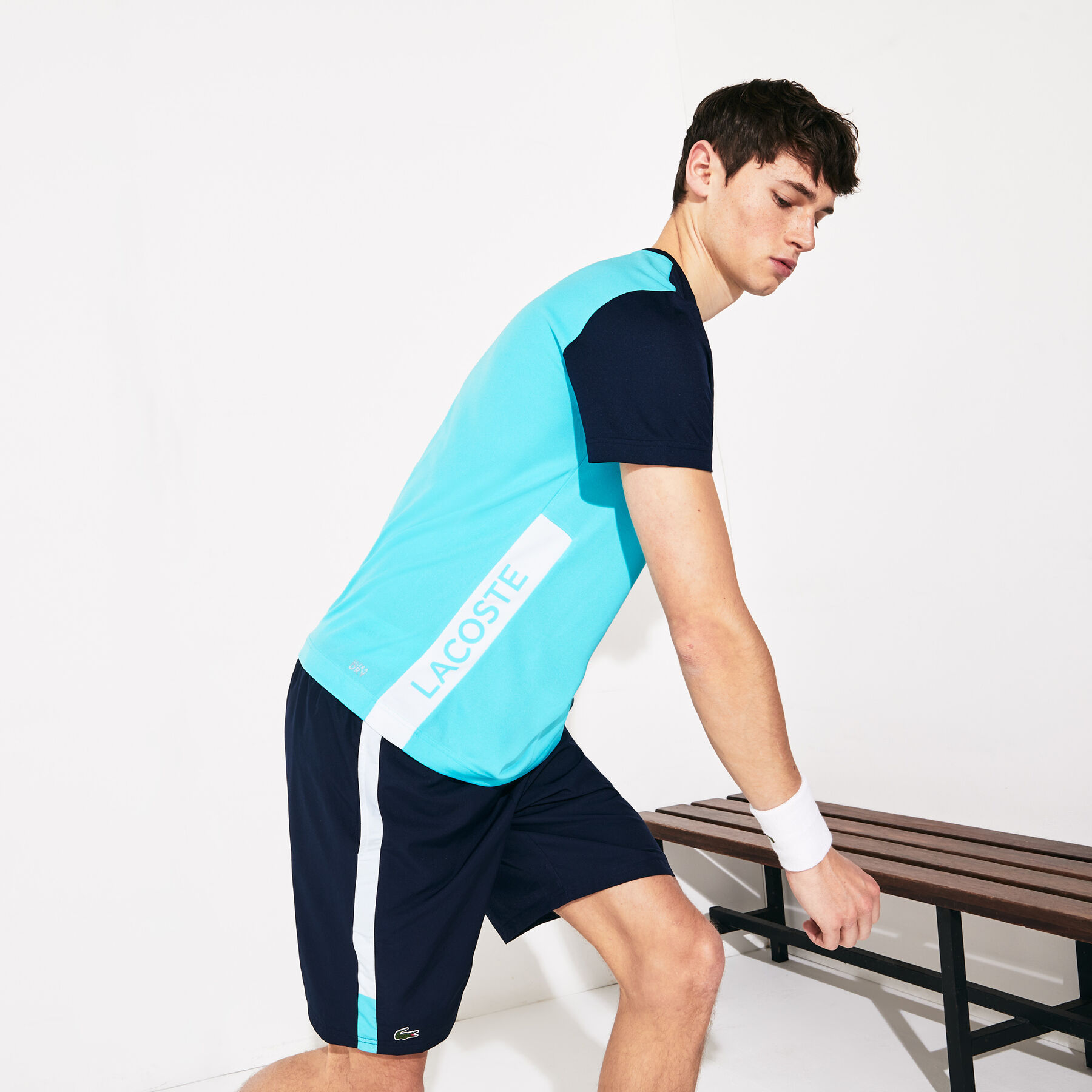 لاكوست قميص تي شيرت من البيكيه المسامي متعدد الألوان من مجموعة lacoste sport للرجال