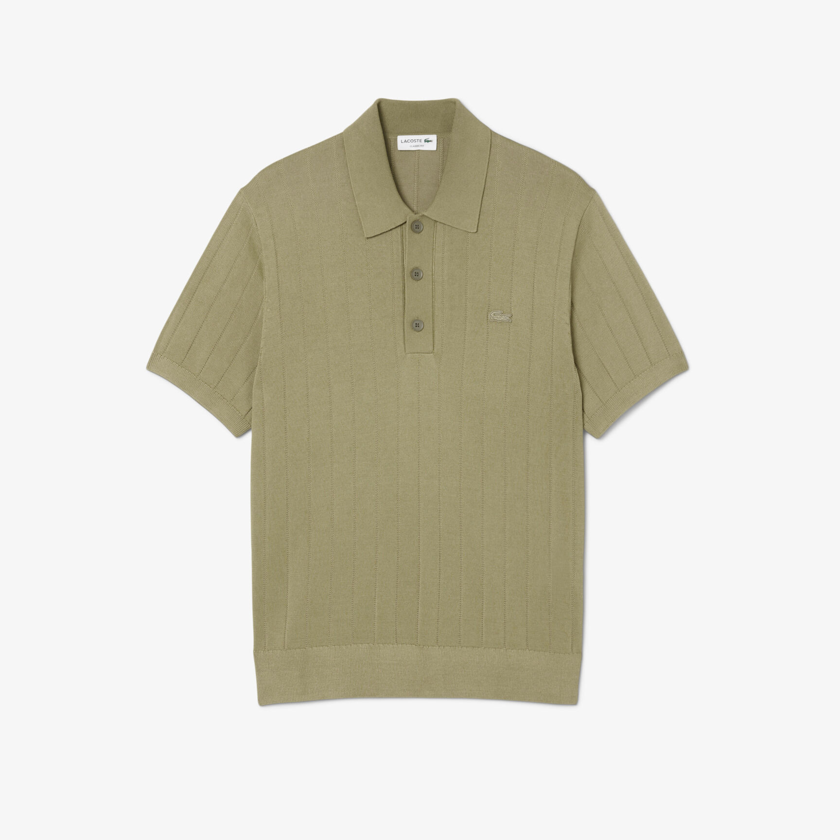 Fluid Ribbed Knit Polo Collar Sweater