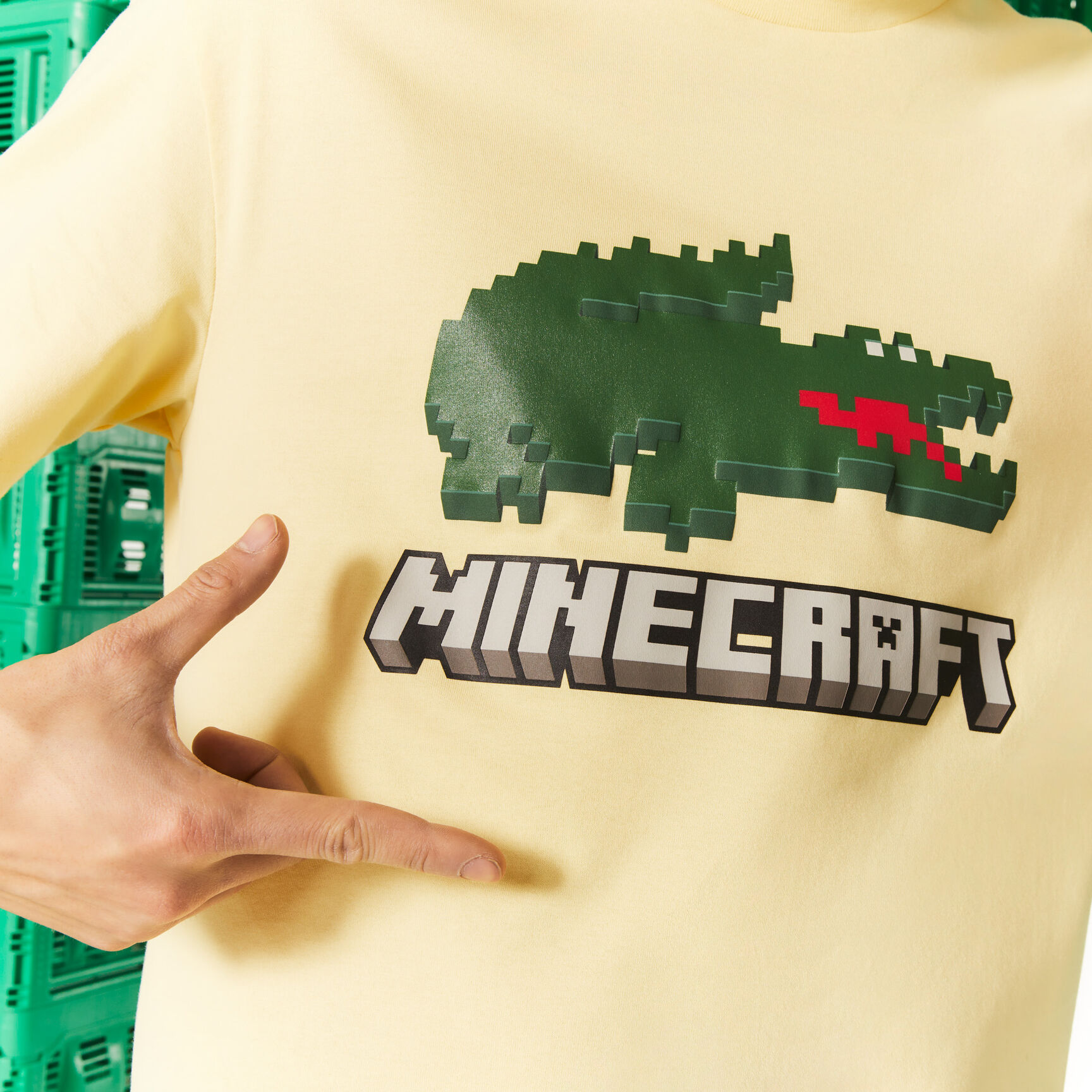 تيشيرت مطبوع قطن عضوي للجنسين مجموعة Lacoste x Minecraft تيشيرت مطبوع قطن عضوي للجنسين مجموعة Lacoste x Minecraft