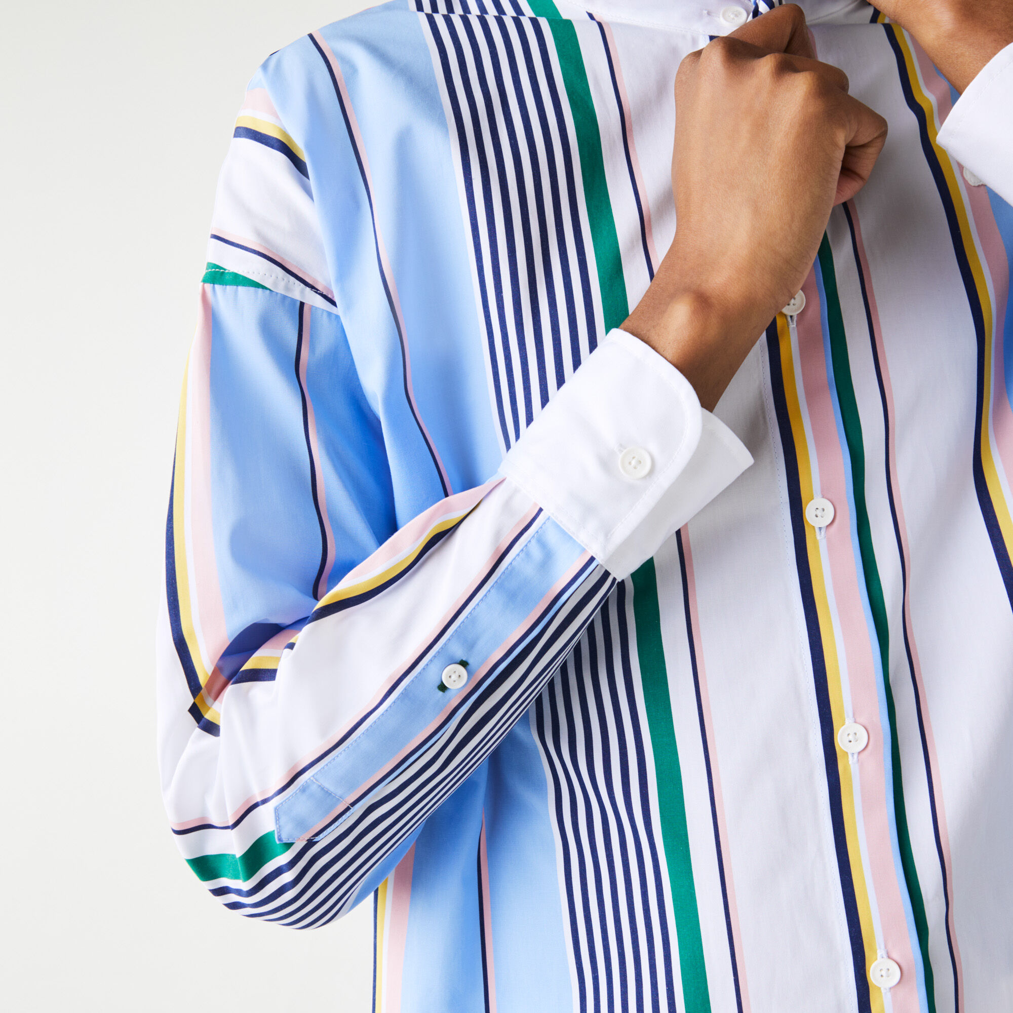Women’s Lacoste LIVE Classic Fit Scarf Neck Striped Cotton Shirt Women’s Lacoste LIVE Classic Fit Scarf Neck Striped Cotton Shirt