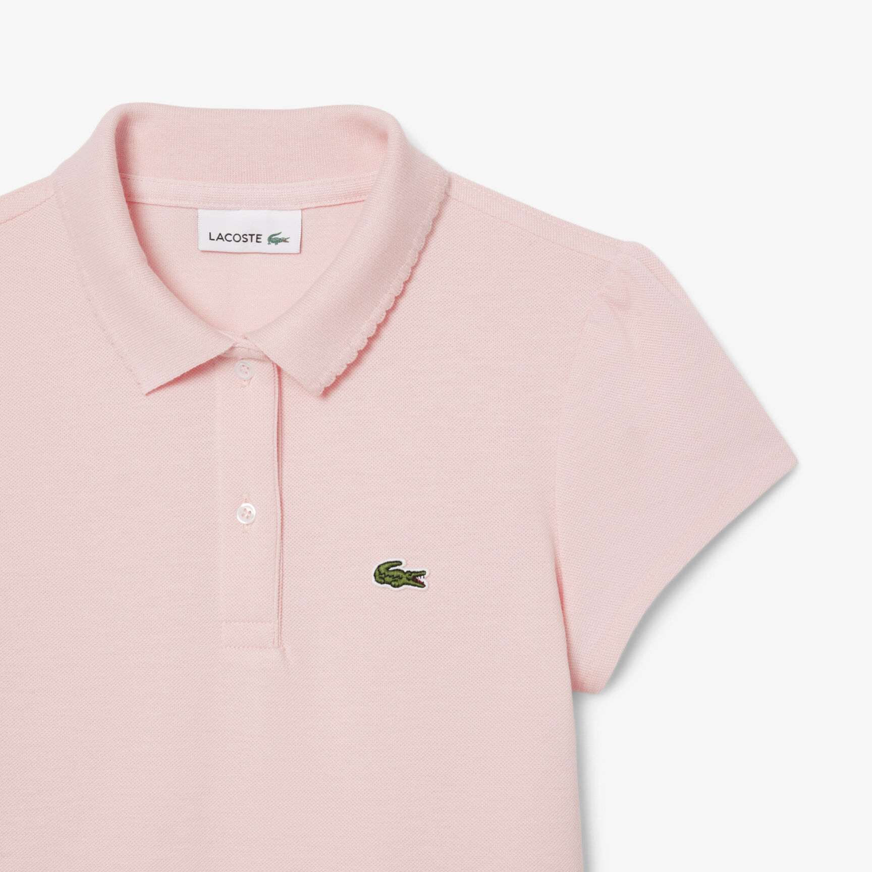 Scalloped Collar Mini Pique Polo Shirt