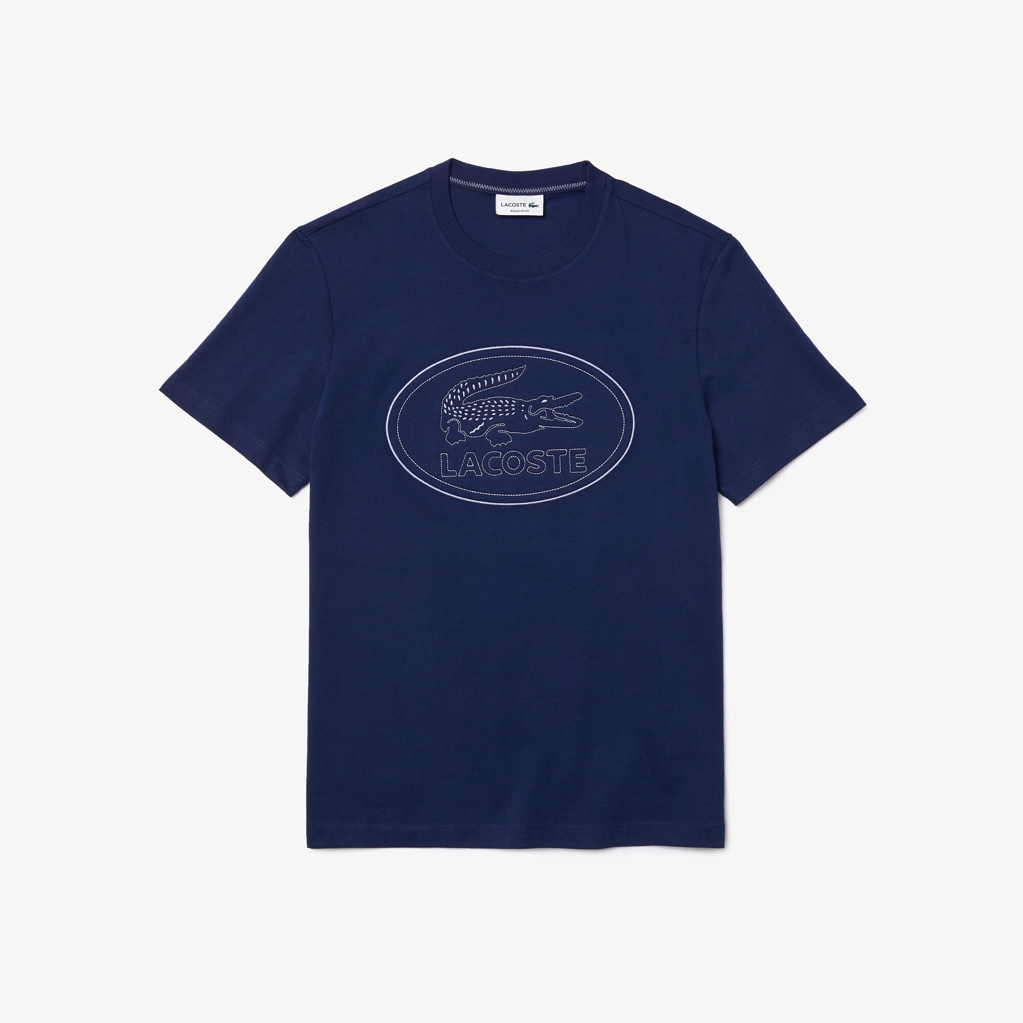 Buy Men s Crew Neck Embroidered Logo Cotton T shirt Lacoste QA