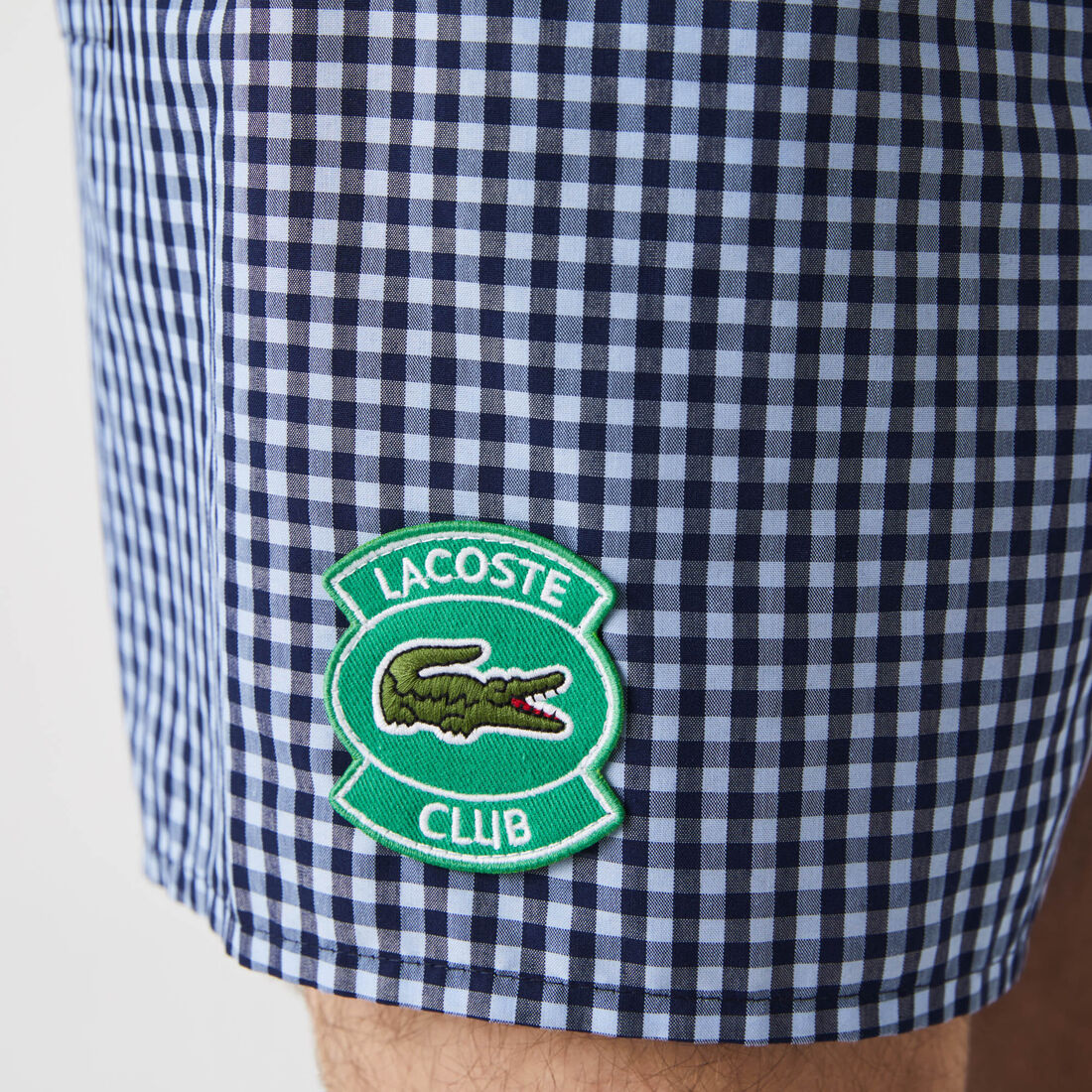 Men’s Mid-Length Gingham Check Cotton Blend Swimming Trunks Men’s Mid-Length Gingham Check Cotton Blend Swimming Trunks