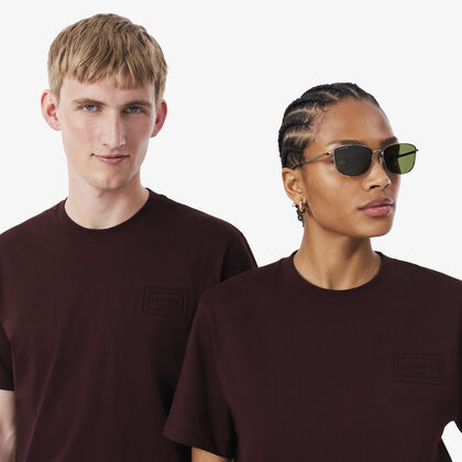 lacoste embossed branding cotton t shirt