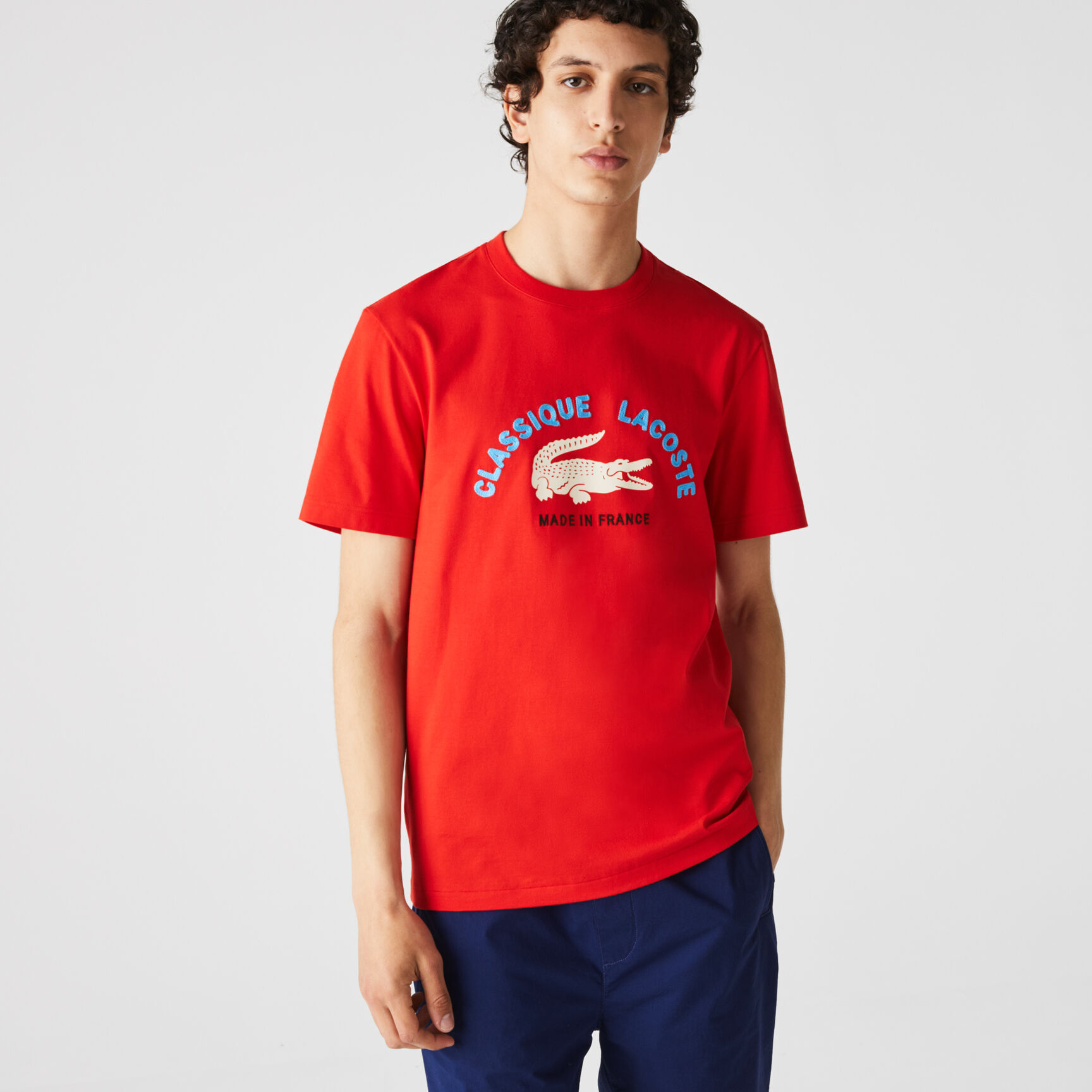 تي شيرت القطن العضوي المطرز للرجال مجموعة Made in France