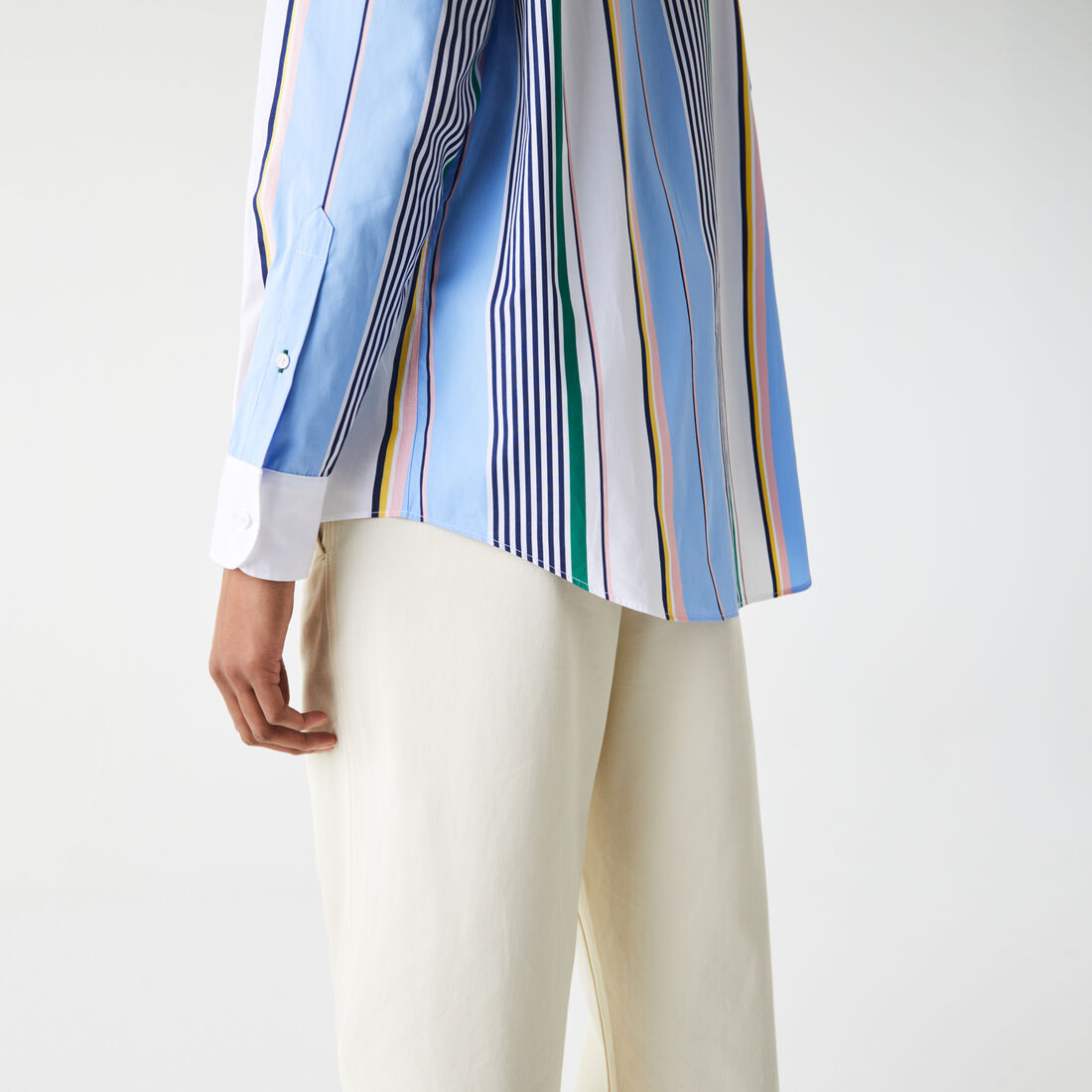 Women's Lacoste LIVE Classic Fit Scarf Neck Striped Cotton Shirt Women's Lacoste LIVE Classic Fit Scarf Neck Striped Cotton Shirt