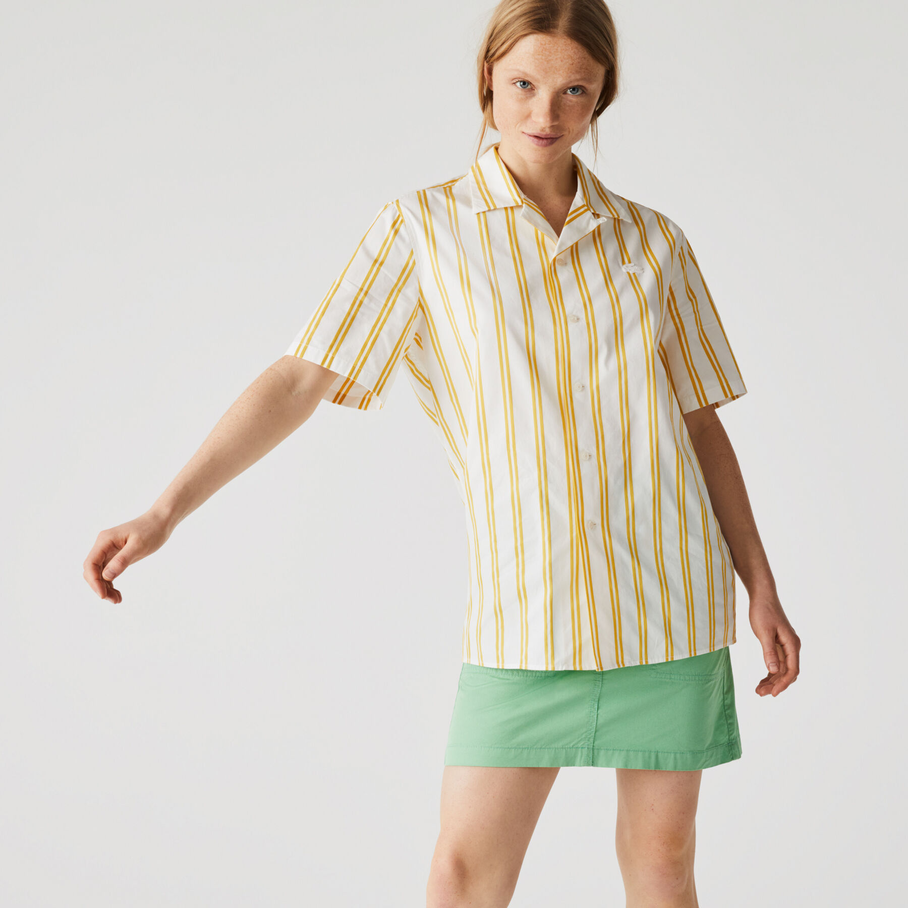 لاكوست قميص ساتان مقلم مجموعة lacoste live للجنسين