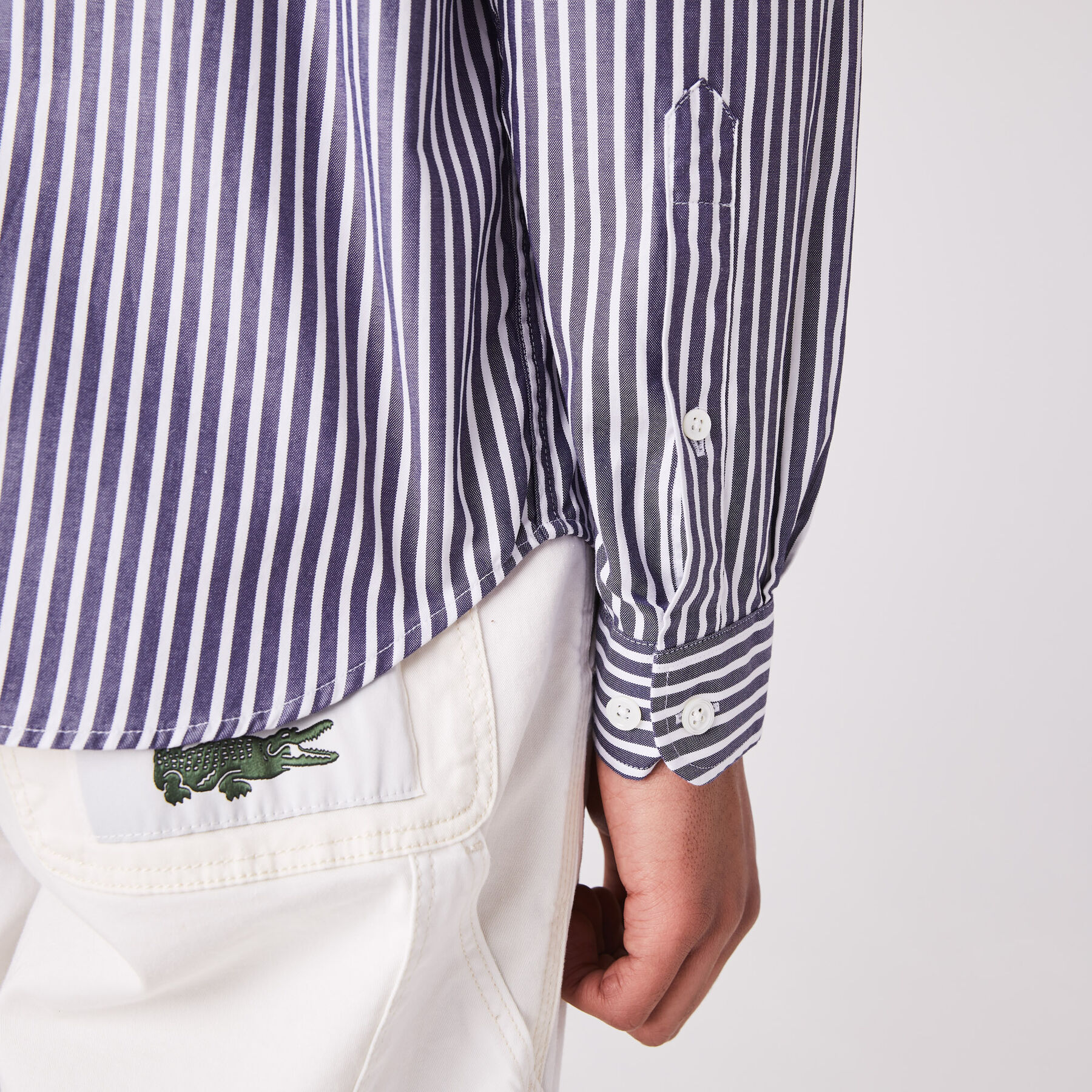 lacoste men s regular fit striped cotton shirt