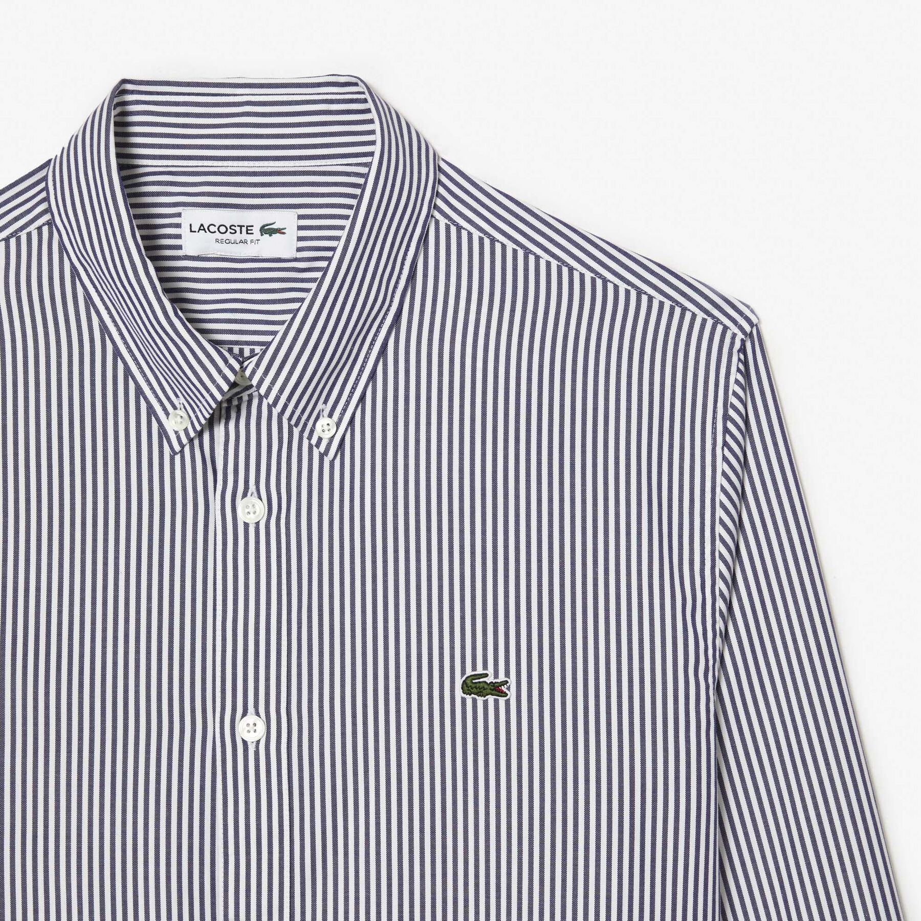 lacoste men s regular fit striped cotton shirt