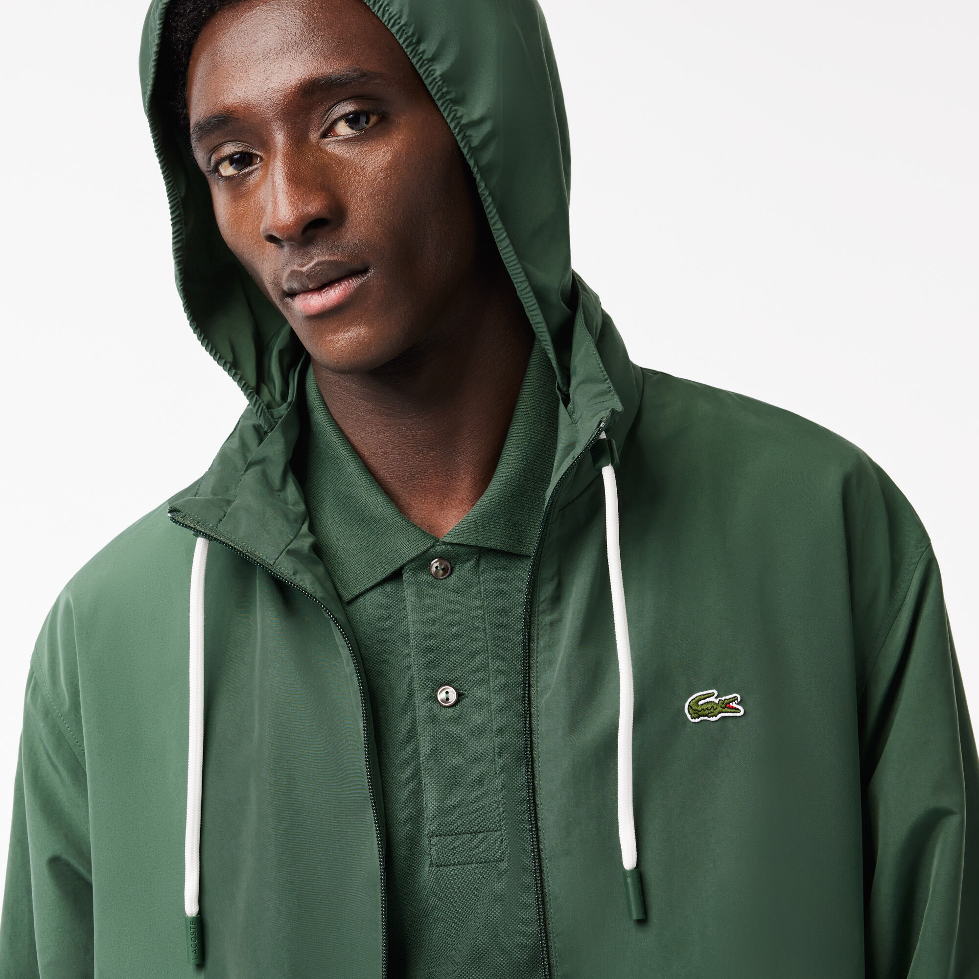 Short Water-resistant Sportsuit Jacket with Removable Hood, Dark