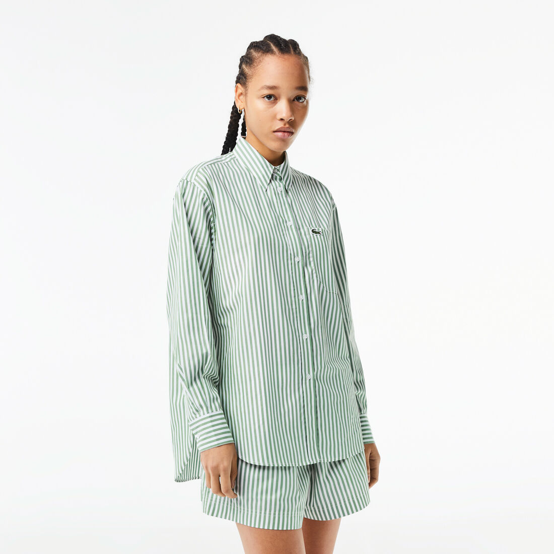 Women's Lacoste Striped Cotton Poplin Shirt