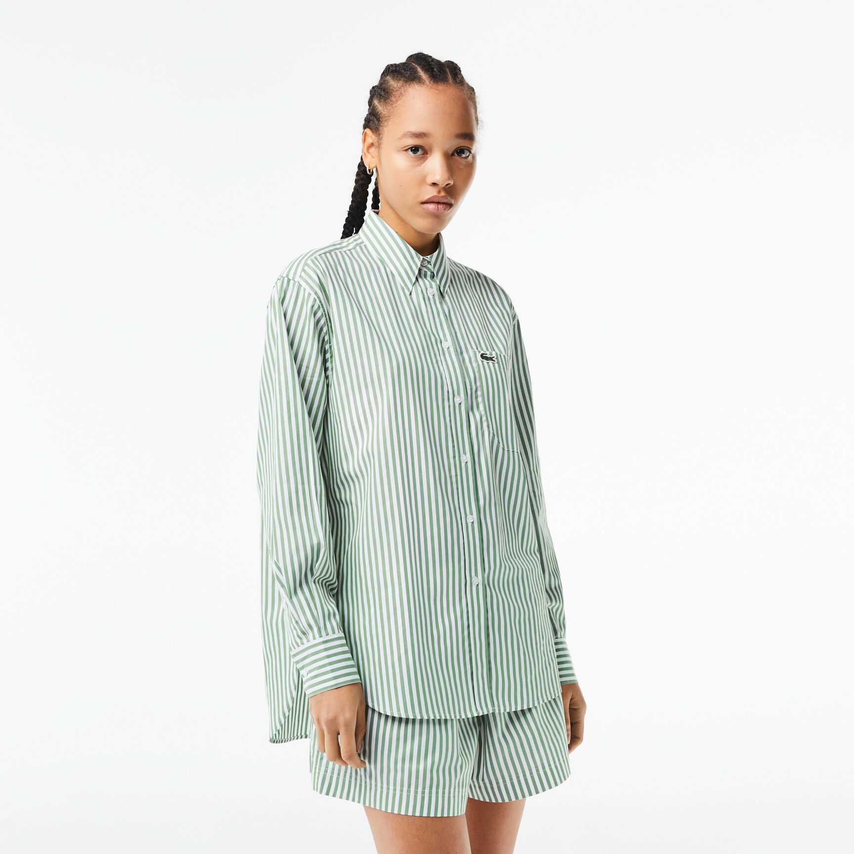 Women's Lacoste Striped Cotton Poplin Shirt