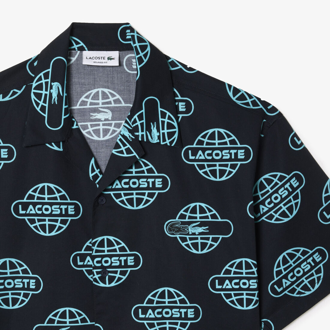 Globe Print Lacoste Cotton Twill Shirt Globe Print Lacoste Cotton Twill Shirt