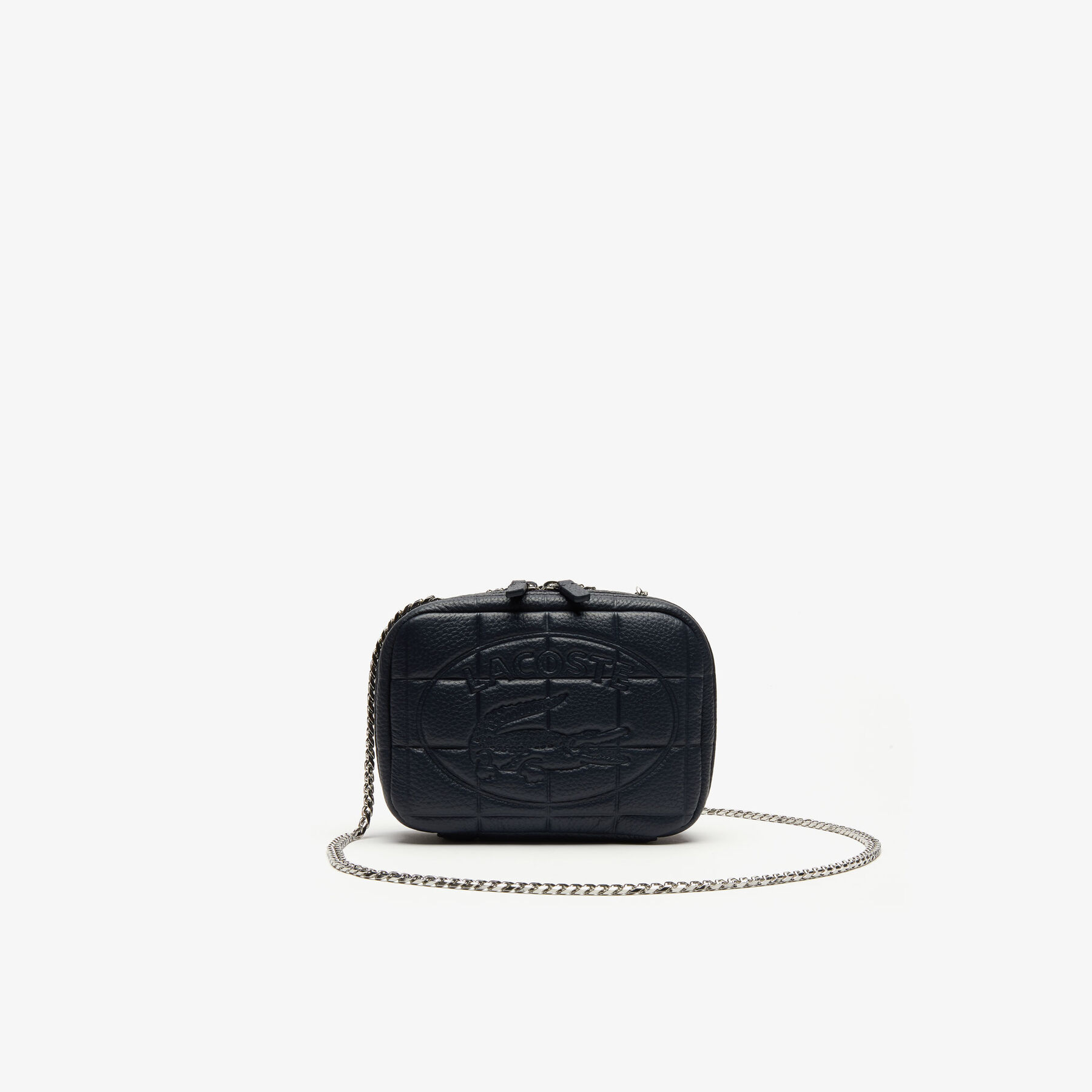 Women's Croco Crew Quilted Leather Zippered Shoulder Bag lacoste women s croco crew quilted leather zippered shoulder bag