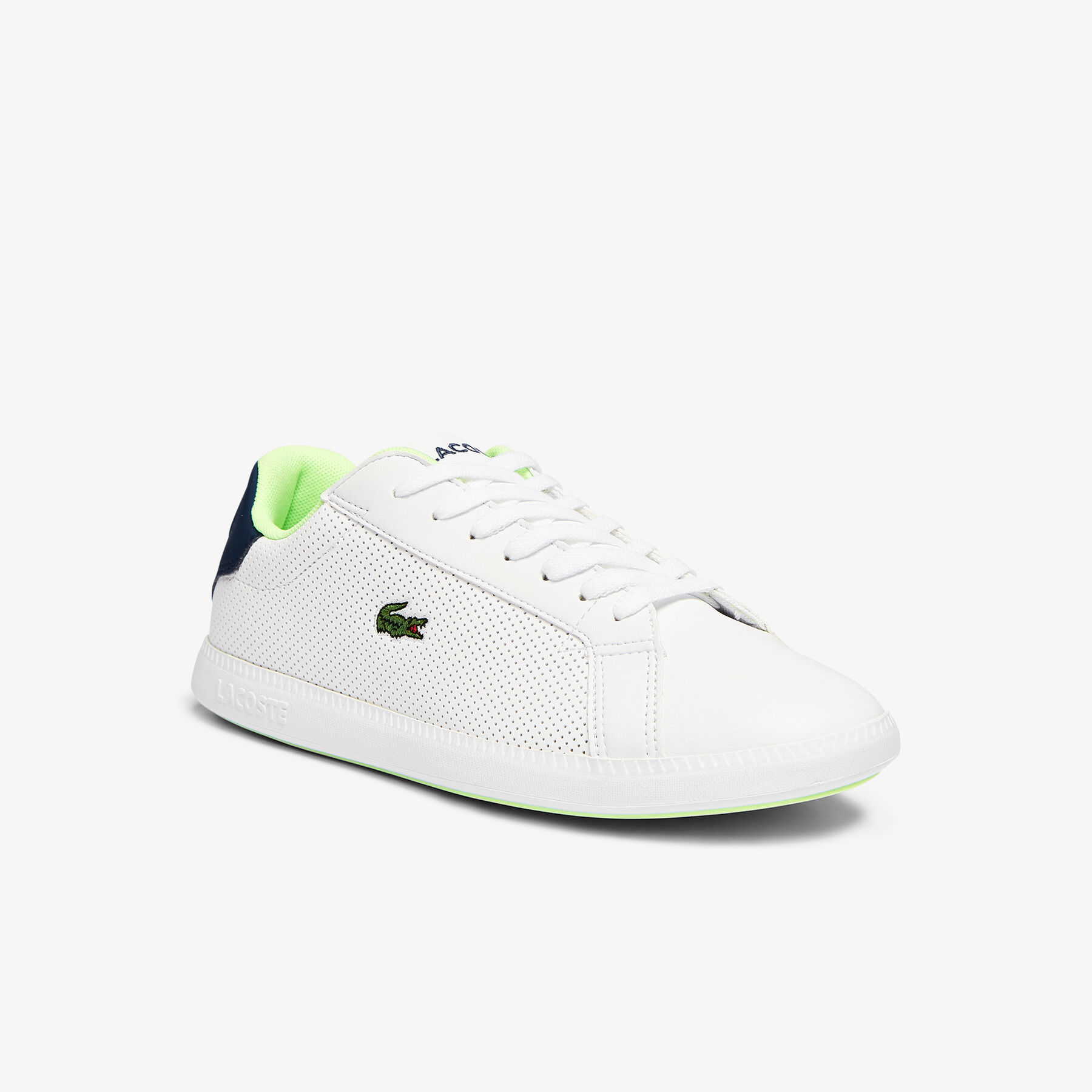 lacoste juniors  graduate synthetic perforated trainers