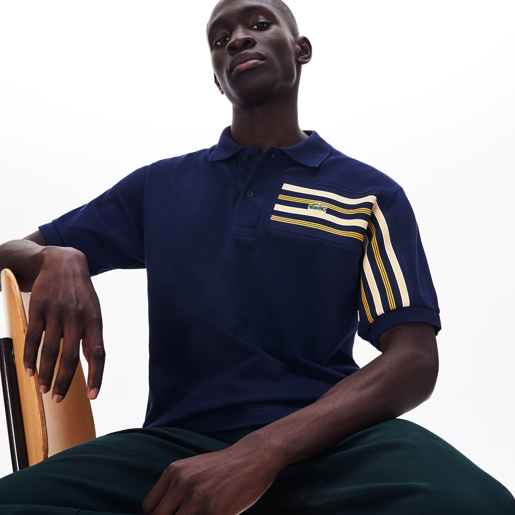 men s lacoste l 12 12 striped panel cotton piqu  polo shirt