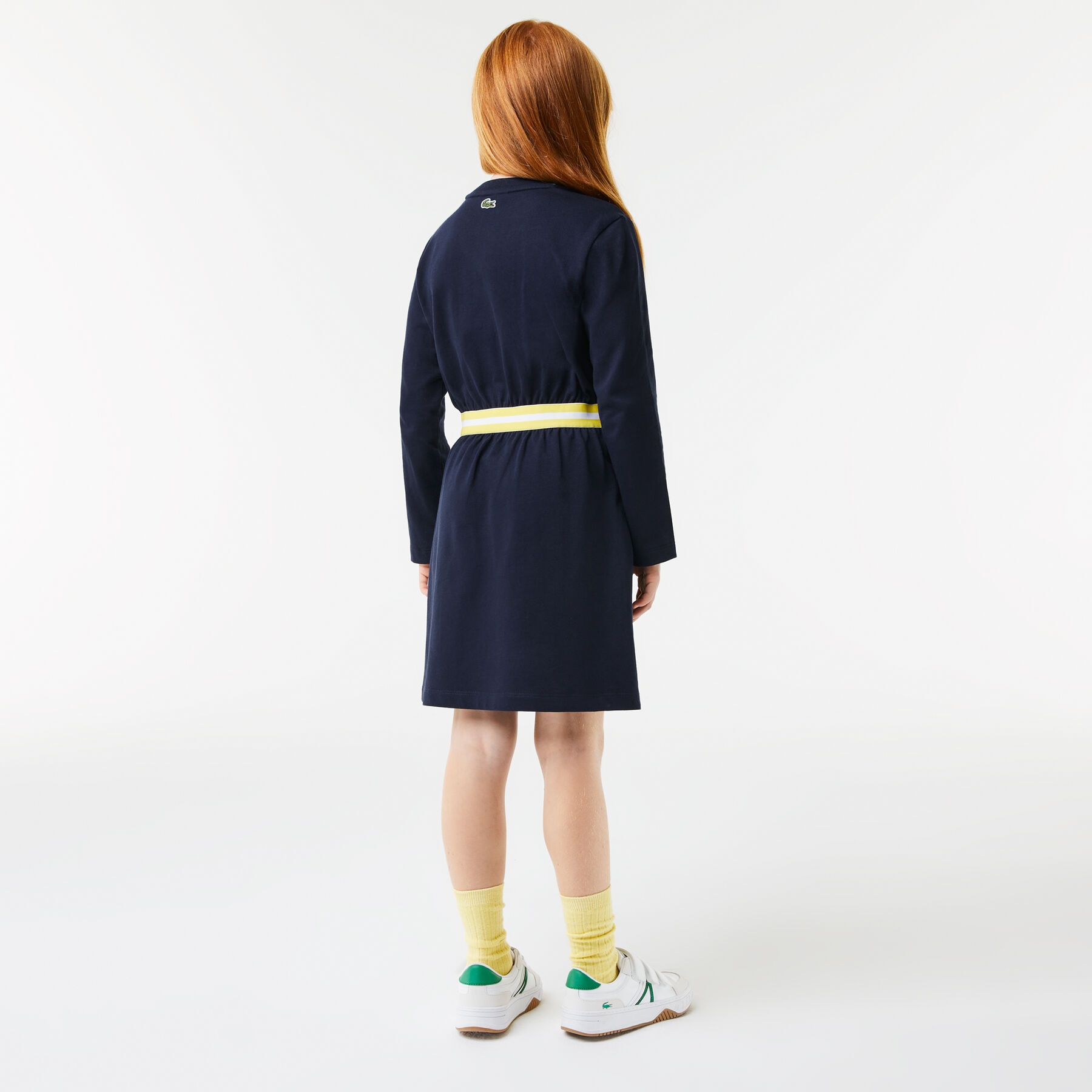 Girls' Lacoste Contrast Waist Cotton Jersey Dress girls lacoste contrast waist cotton jersey dress