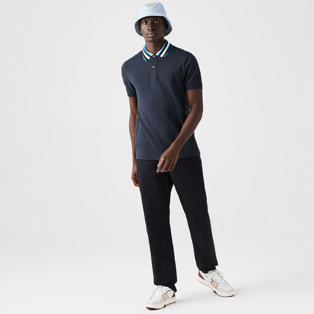 Men&rsquo;s Lacoste Regular Fit Striped Collar Cotton Piqu&eacute; Polo