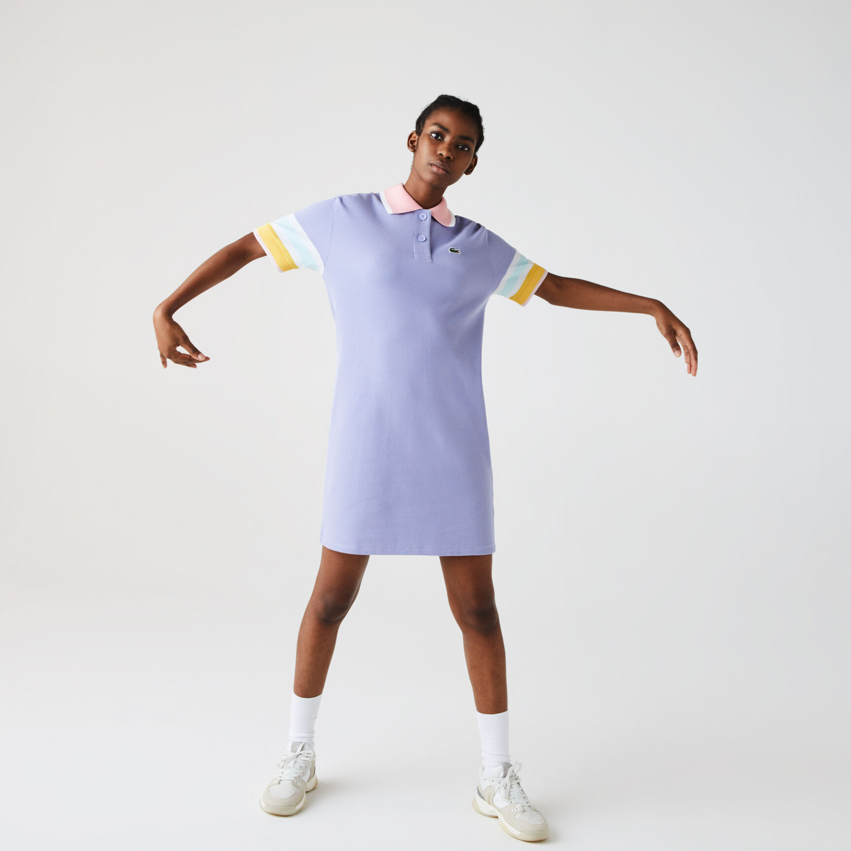 Women’s Striped Accents Honeycomb Cotton Polo Dress