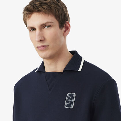 lacoste loose fit embroidered badge pique polo shirt