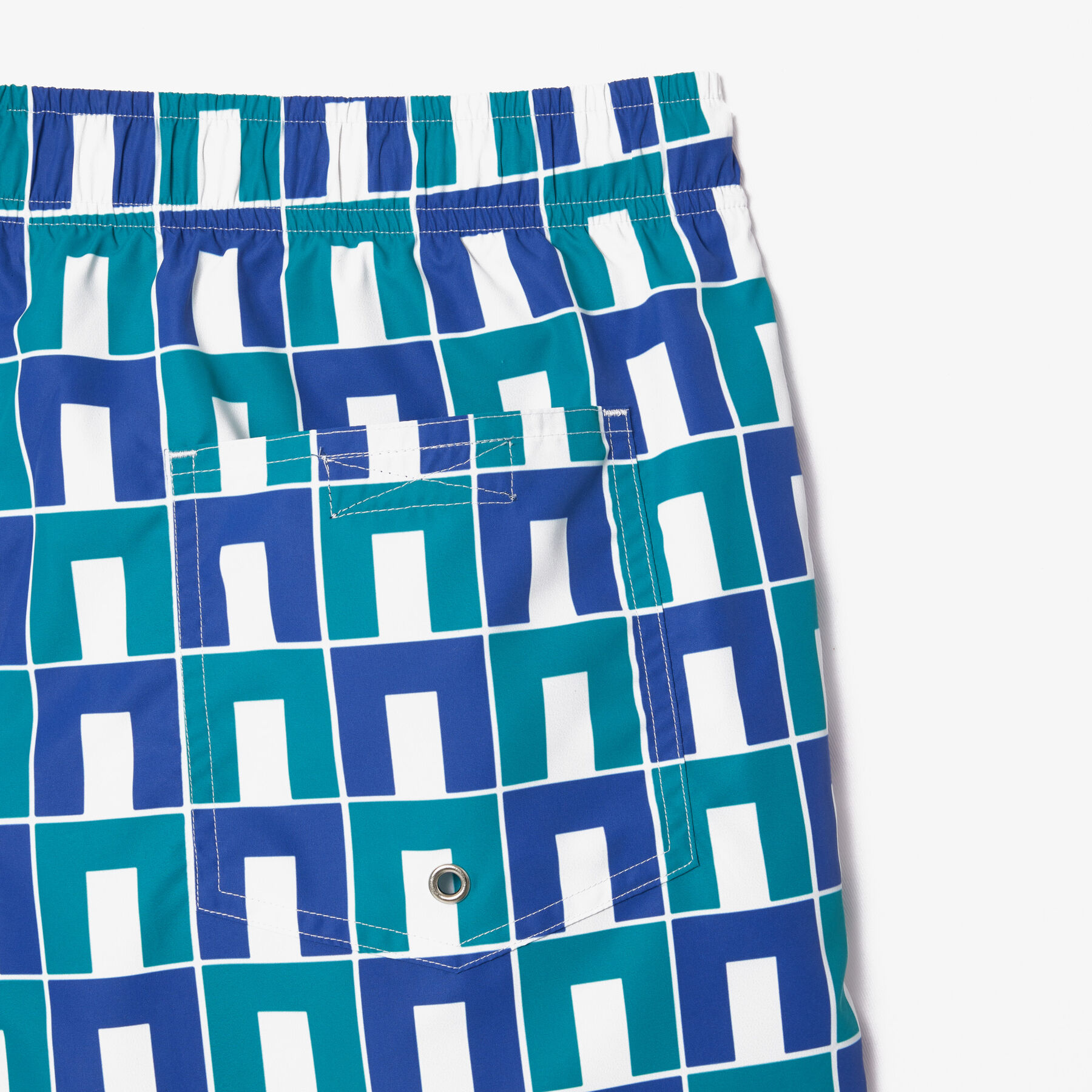lacoste mid length robert george print swim trunks