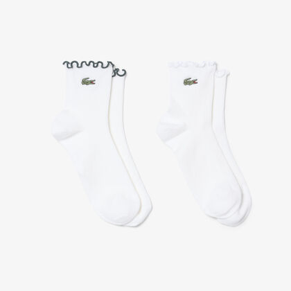 lacoste 2 pack frilled socks