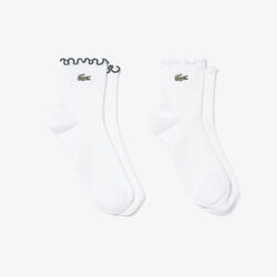 lacoste 2 pack frilled socks
