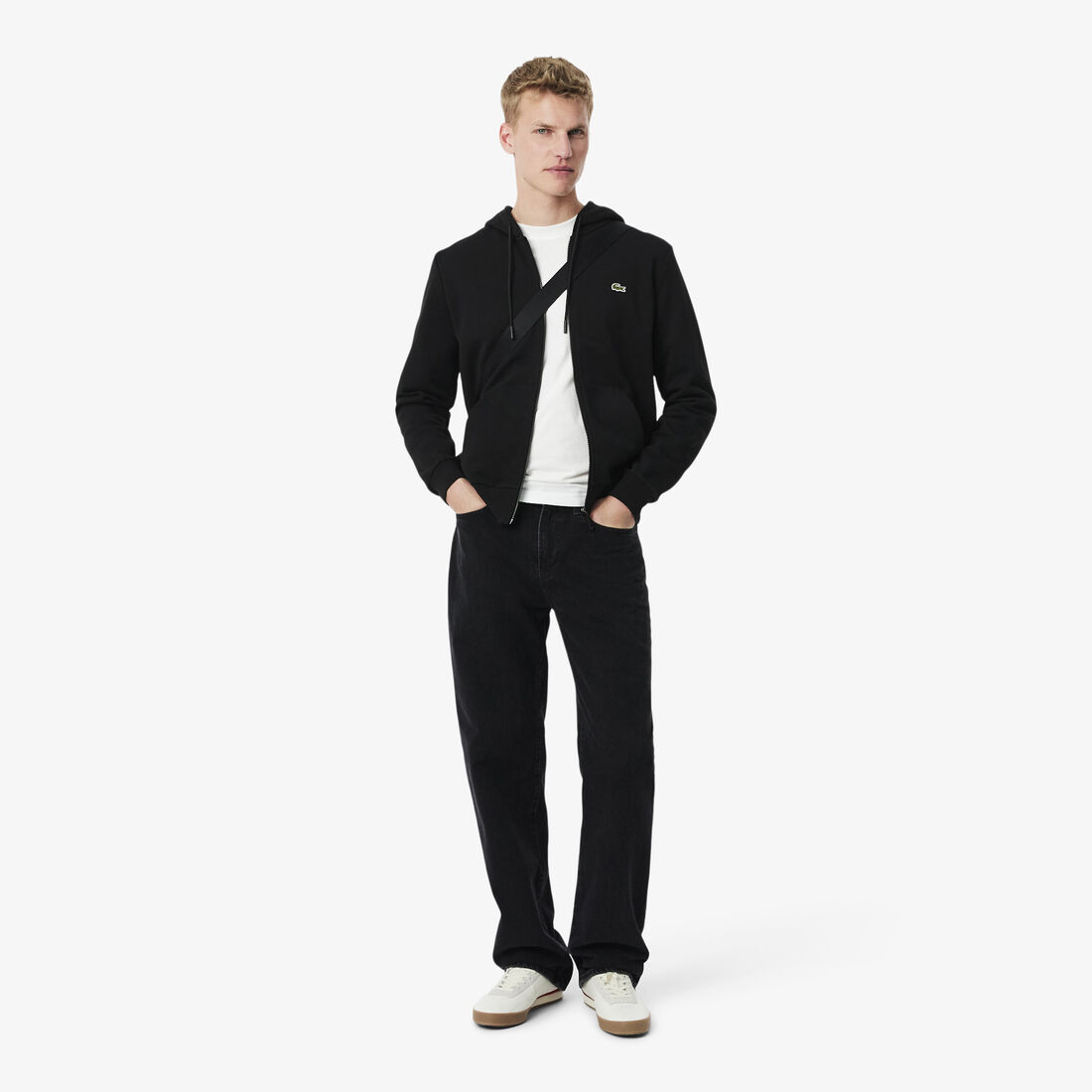 lacoste classic fit zipped fleece sweatshirt