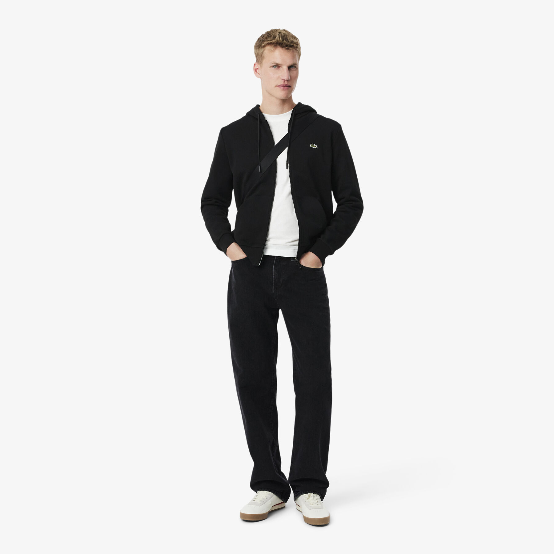 lacoste classic fit zipped fleece sweatshirt