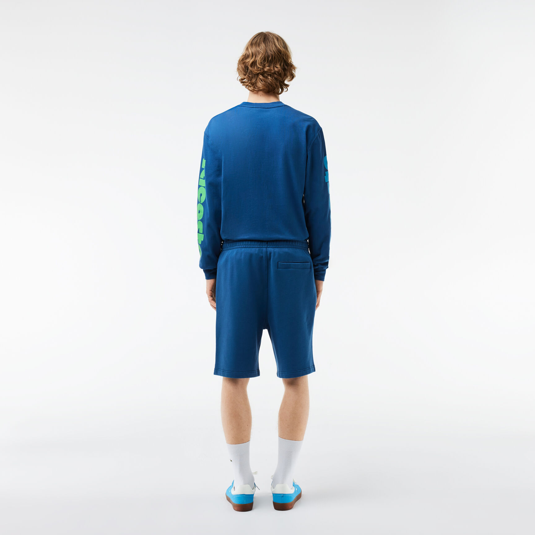 Washed Effect Lacoste Print Jogger Shorts