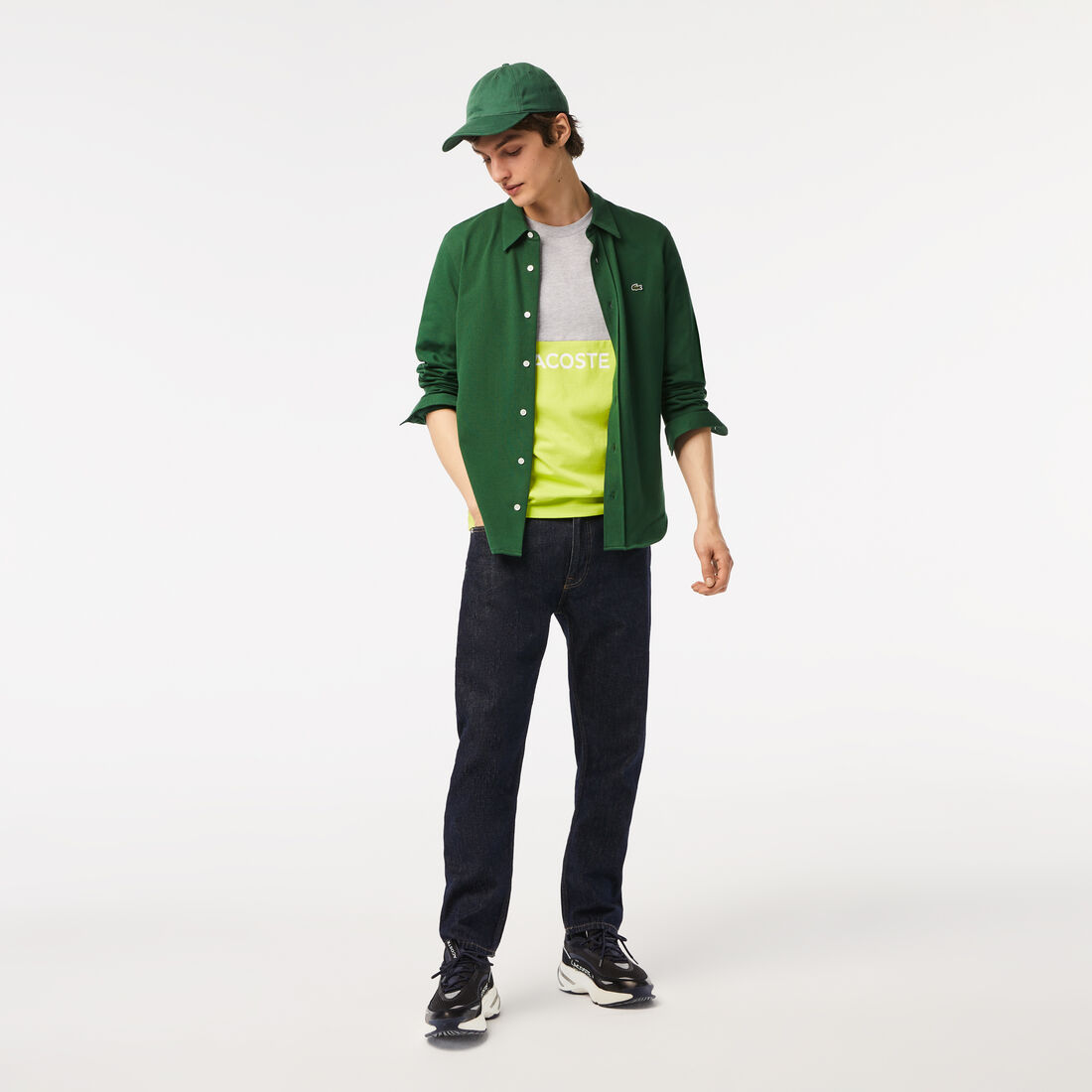 تيشيرت لاكوست مقسم بألوان قطن جيرسيه بقصة عادية للرجال تيشيرت لاكوست مقسم بألوان قطن جيرسيه بقصة عادية للرجال