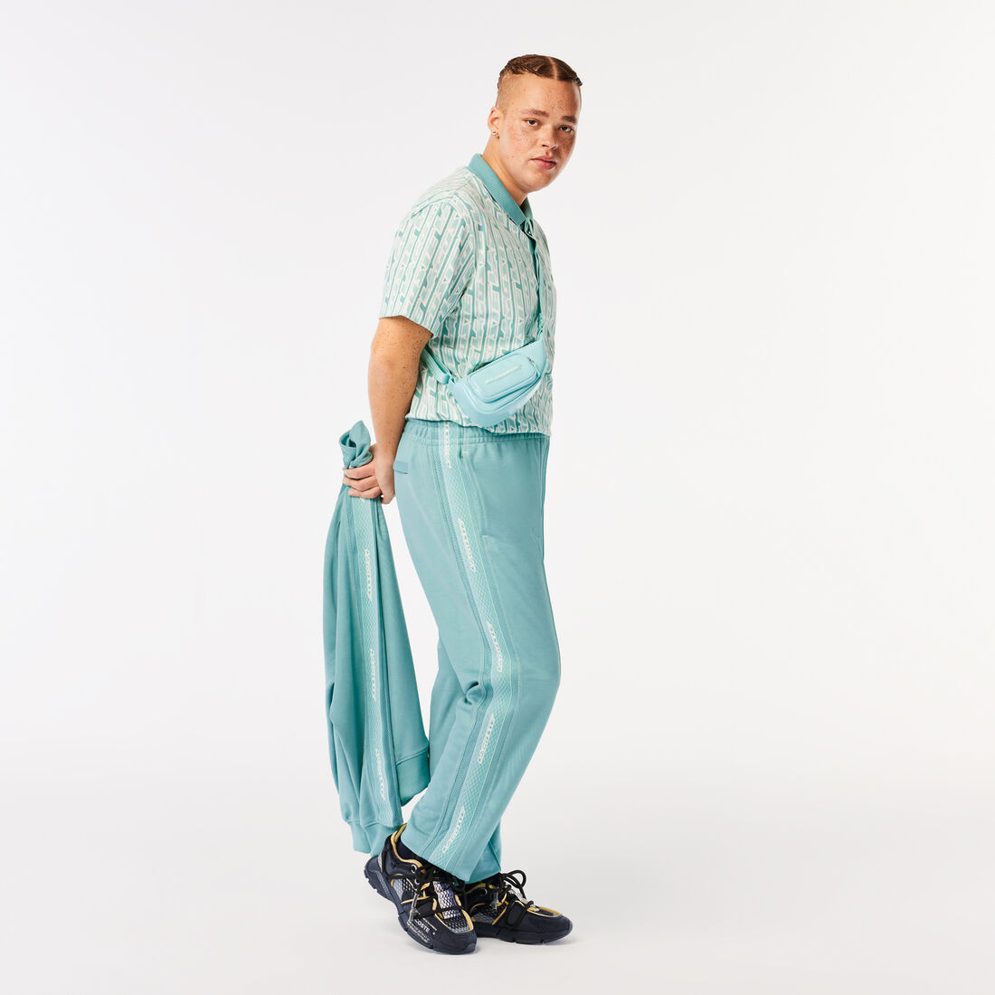 Men's Lacoste Two-Tone Printed Stretch Pique Polo Shirt Men's Lacoste Two-Tone Printed Stretch Pique Polo Shirt