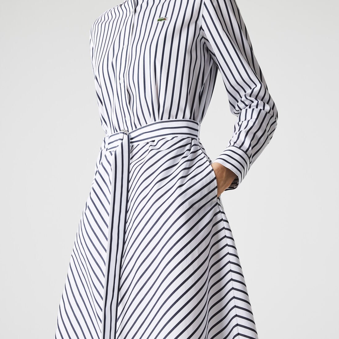 Women's Buttoned Striped Poplin Shirt Dress Women's Buttoned Striped Poplin Shirt Dress