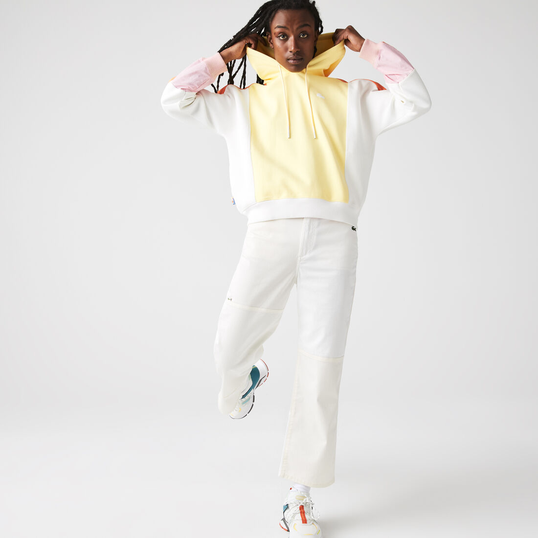 Women's Lacoste L!VE Hooded Colour-block Fleece Hoodie