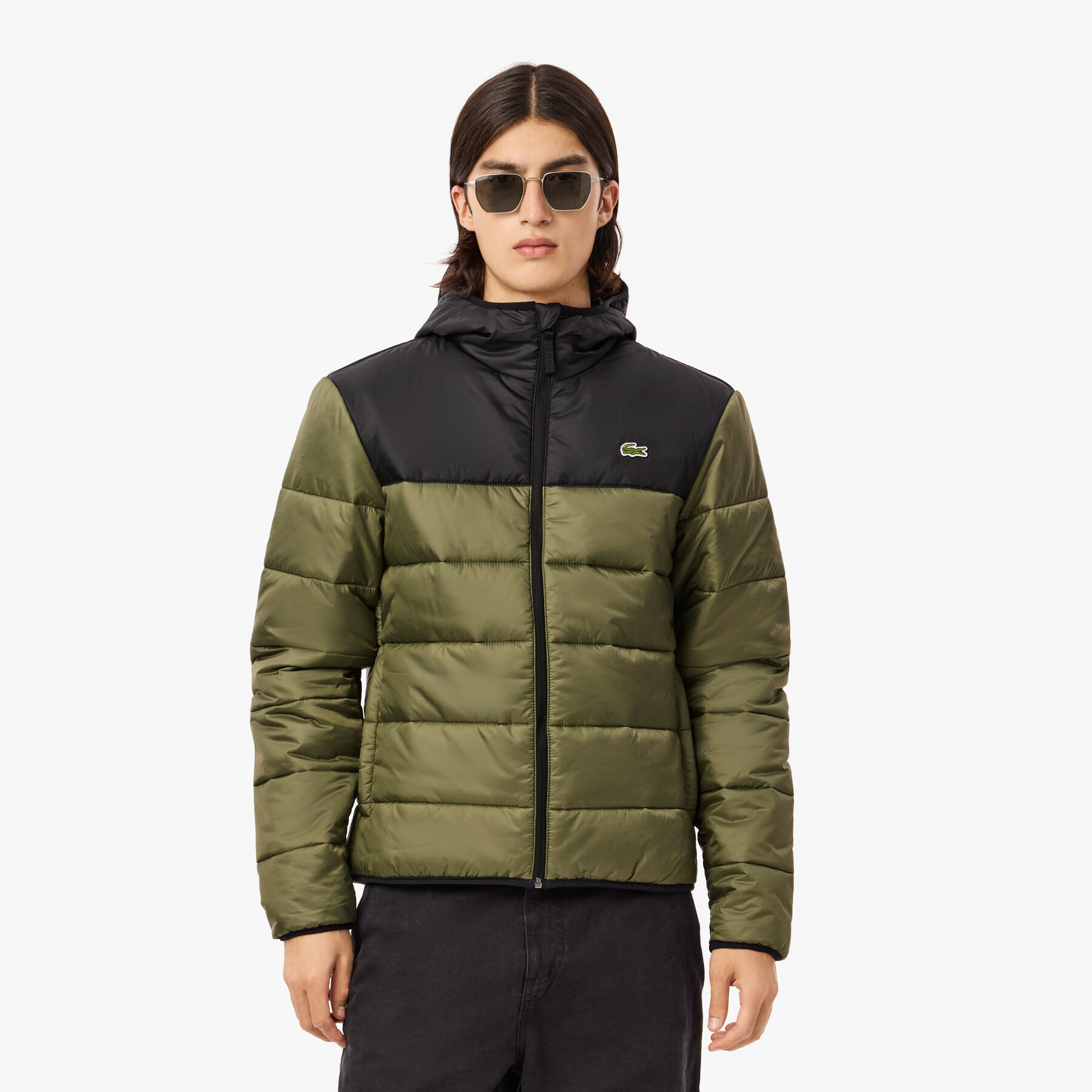 lacoste water repellent quilted puffed jacket