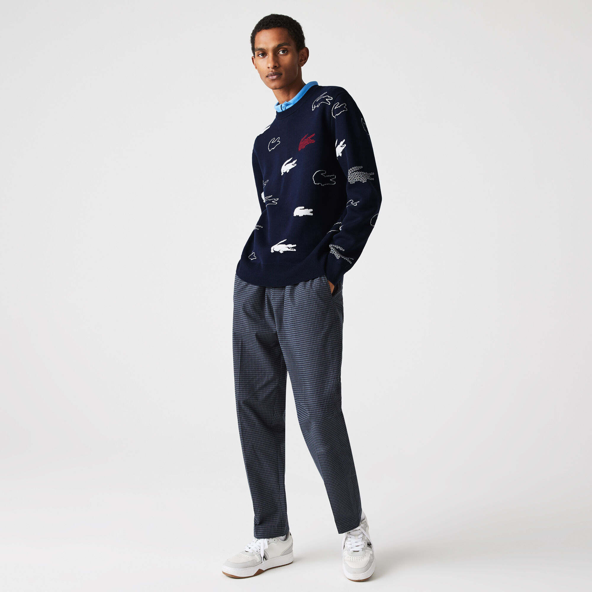 Buy Men s Made In France Crew Neck Organic Cotton Jacquard Sweater Lacoste QA