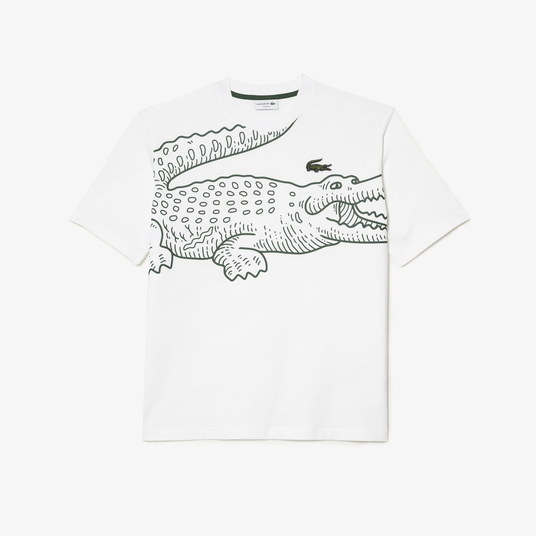 Men’s Lacoste Round Neck Loose Fit Crocodile Print T-shirt