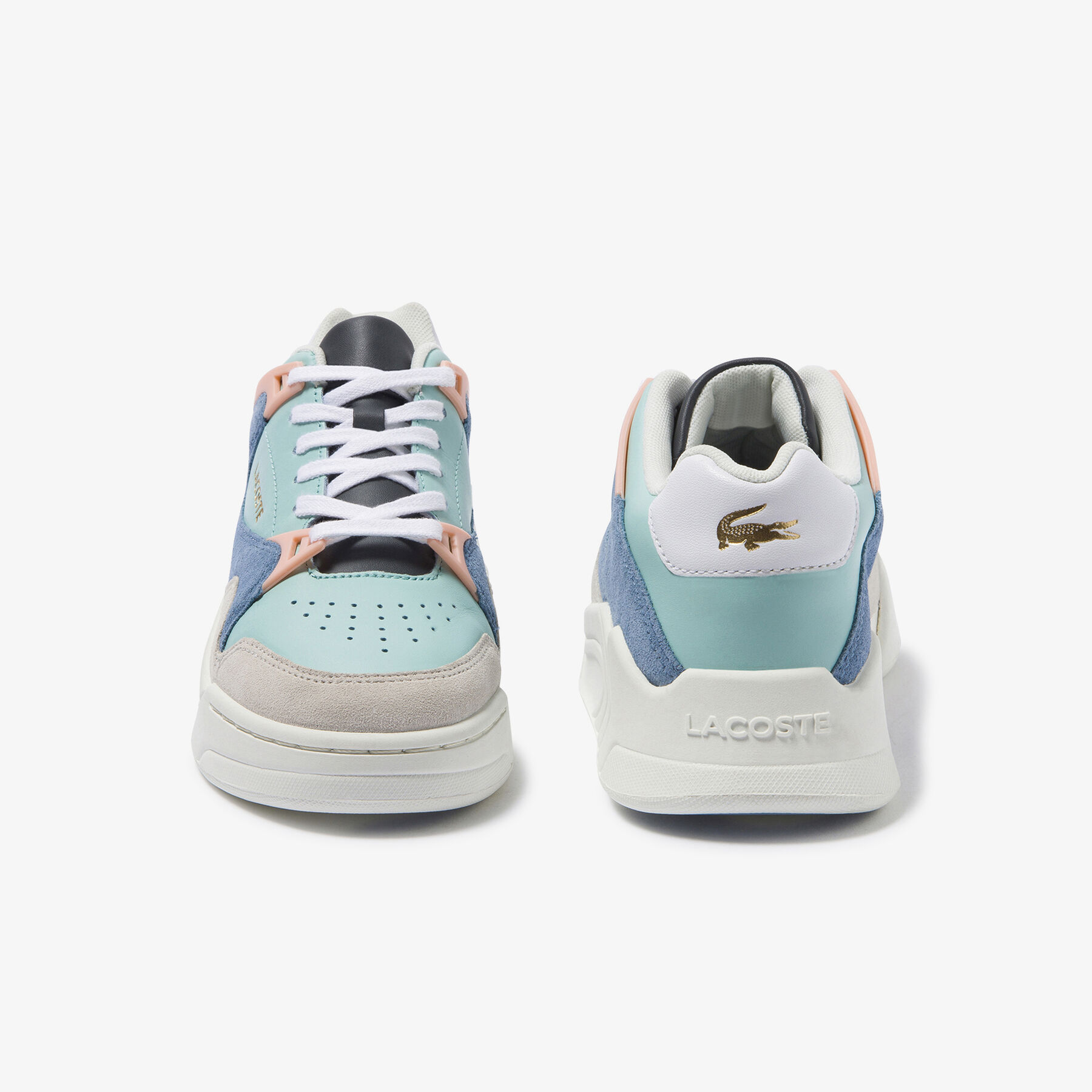 lacoste women s court slam leather and suede sneakers