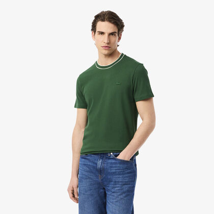 Stretch Pique Stripe Collar T-shirt