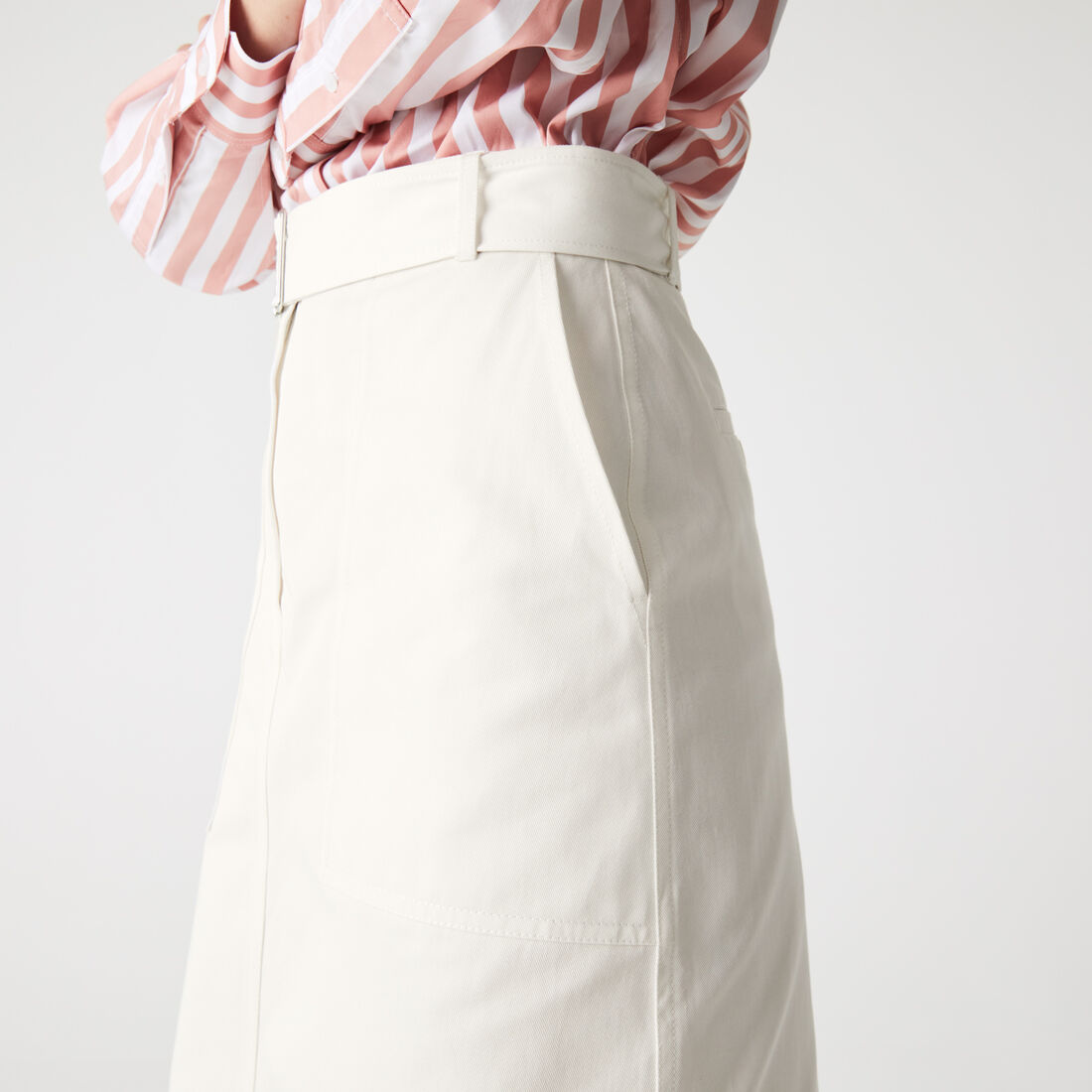 تنورة قطنية متوسطة الطول نسائية بخصر عالي تنورة قطنية متوسطة الطول نسائية بخصر عالي