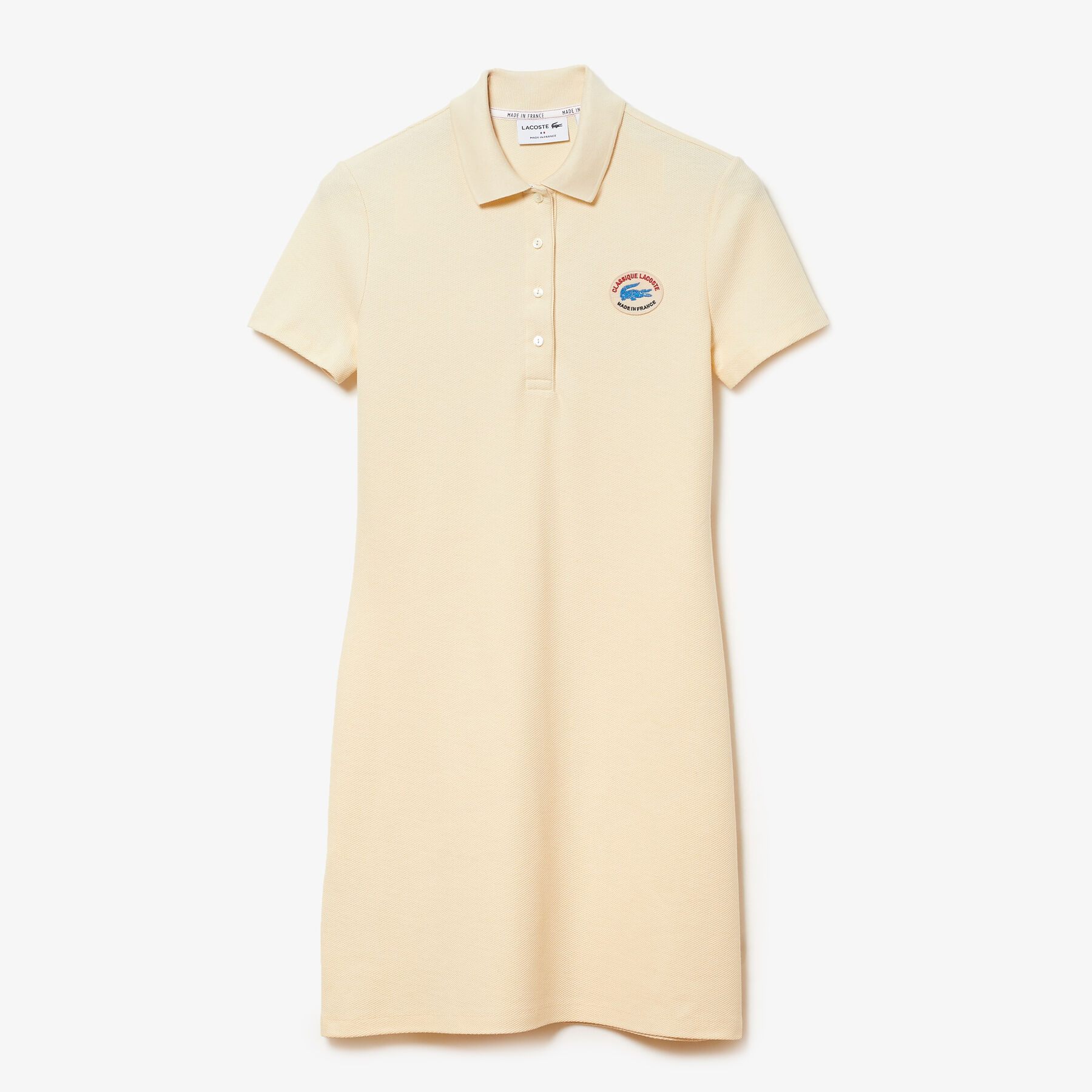 lacoste women s made in france organic textured cotton piqu  polo dress