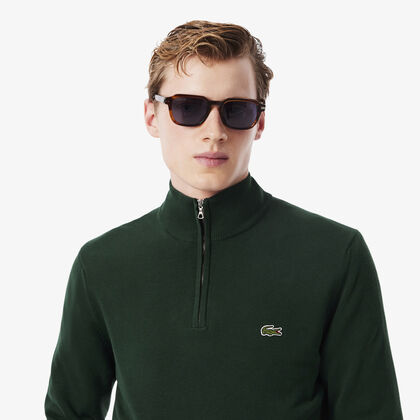 Zipped High Neck Cotton Sweater