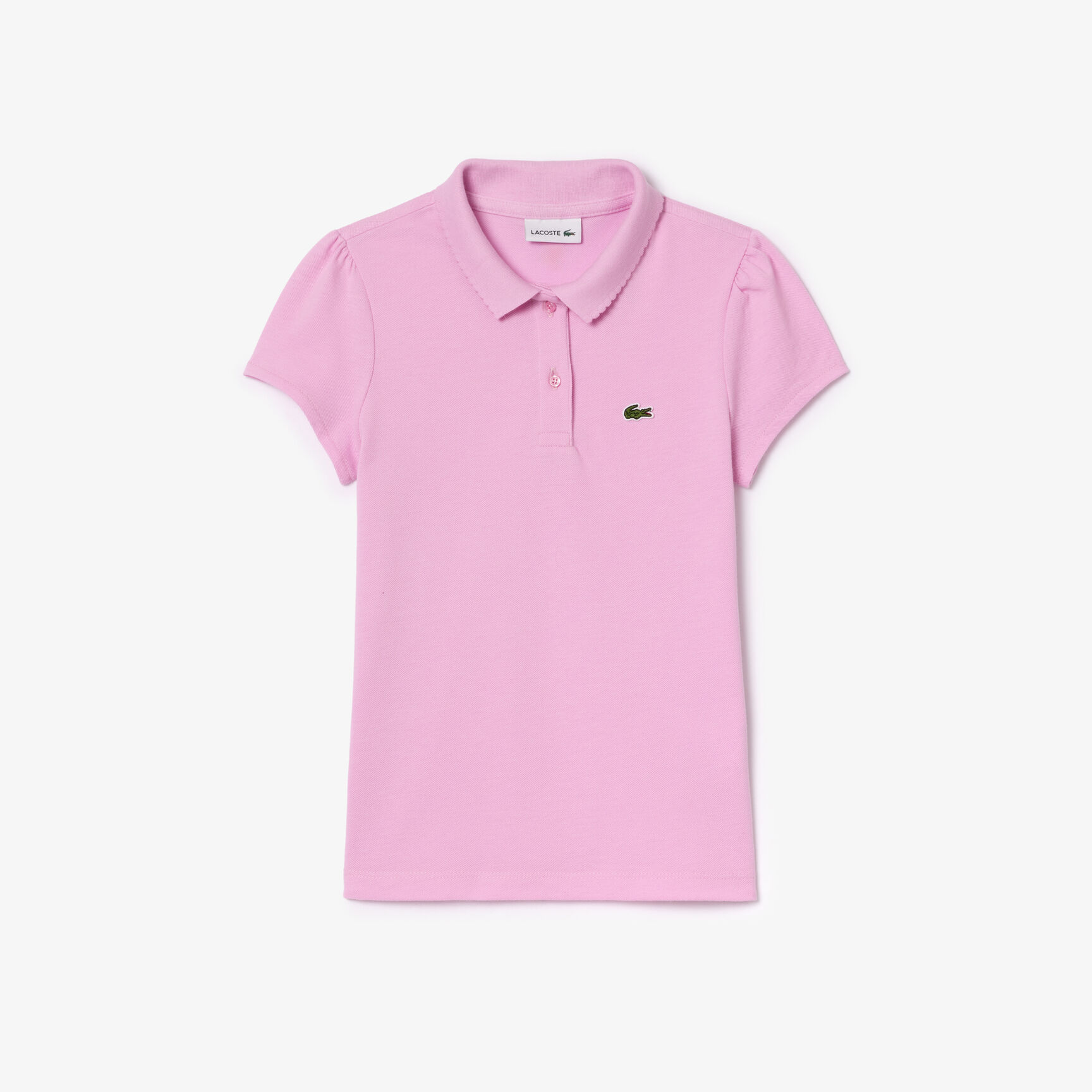 Scalloped Collar Mini Pique Polo Shirt