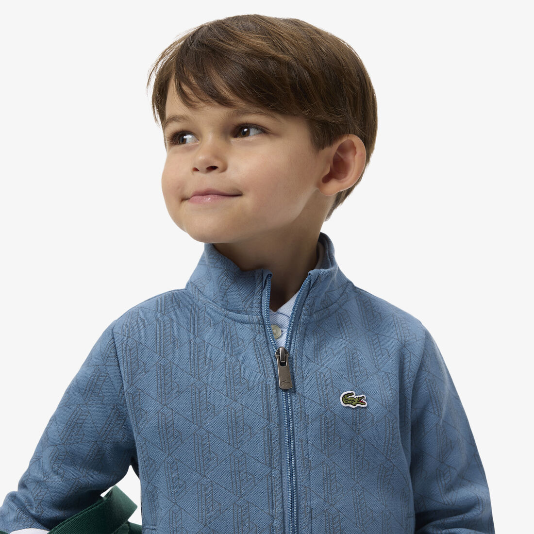 lacoste zipped monogram fleece hoodie