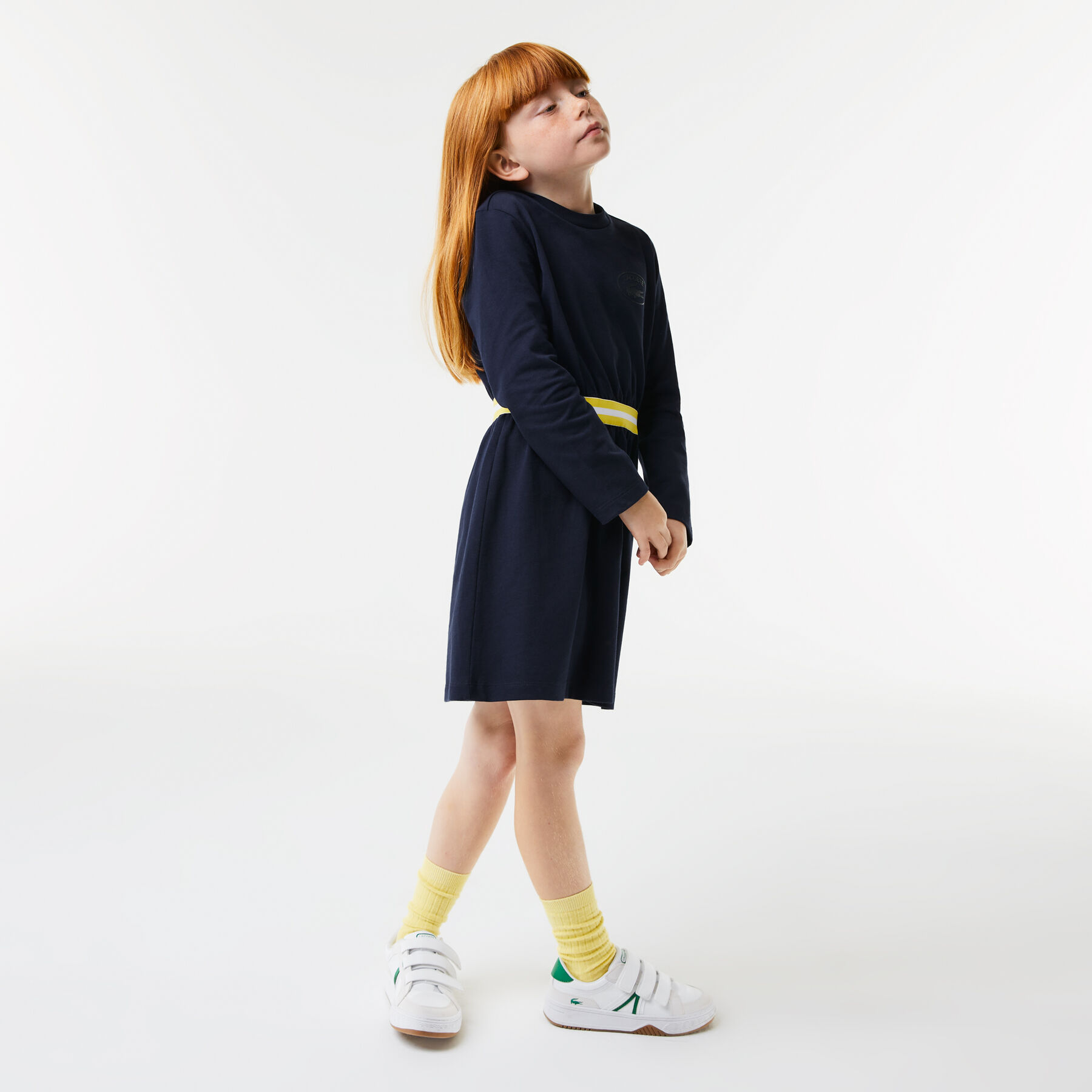 Girls' Lacoste Contrast Waist Cotton Jersey Dress girls lacoste contrast waist cotton jersey dress
