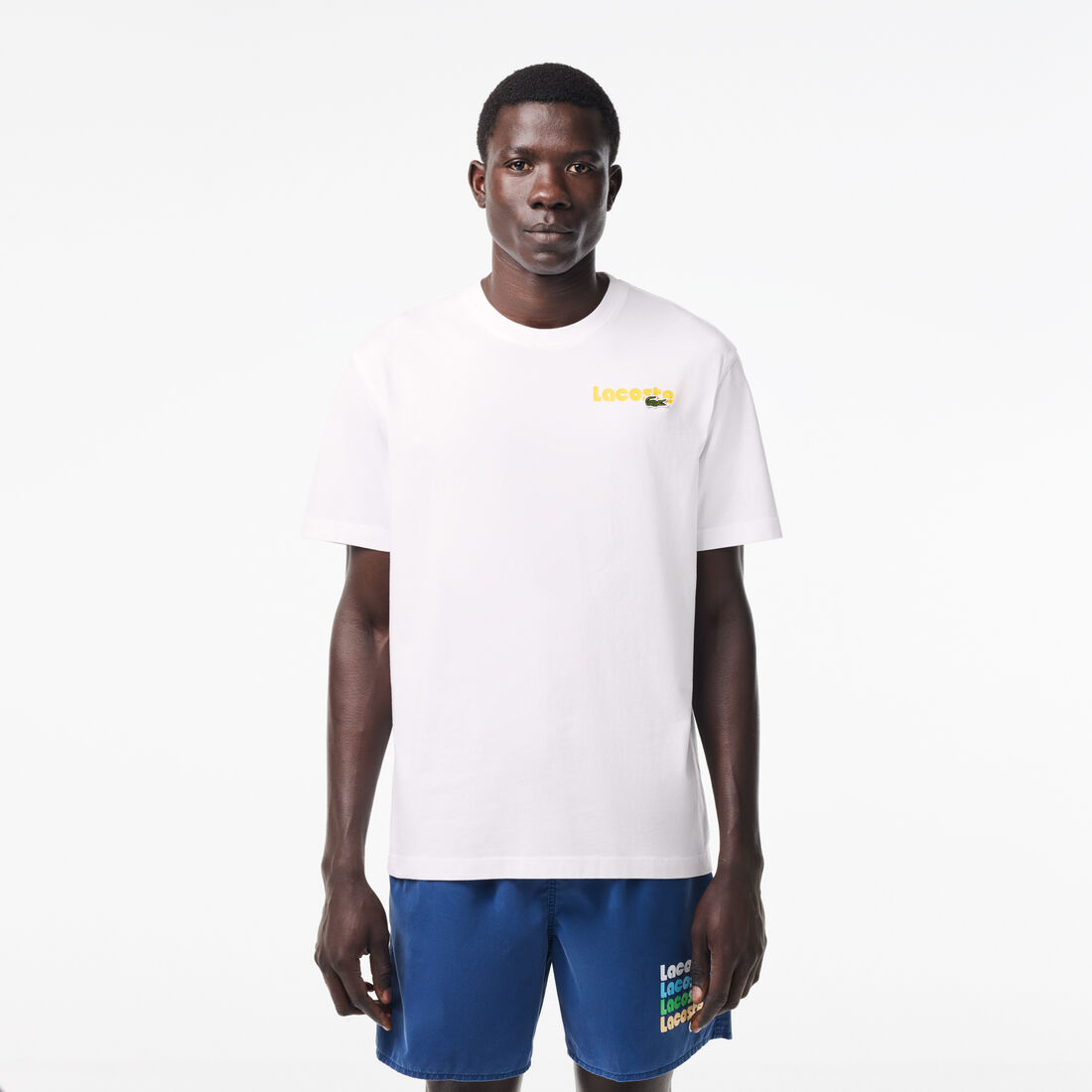 Washed Effect Ombr&eacute; Lacoste Print T-shirt