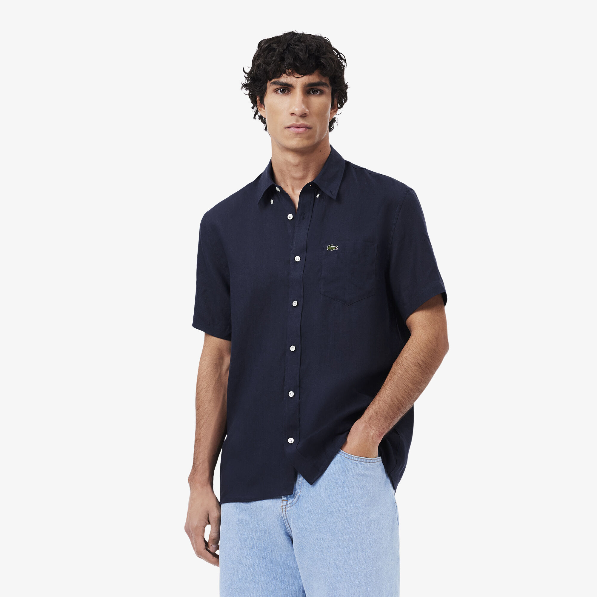 Lacoste linen short sleeve shirt best sale