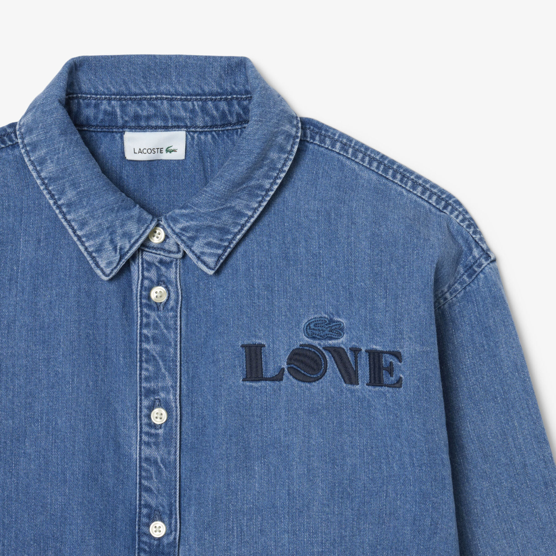 Badge Accent Denim Shirt lacoste badge accent denim shirt